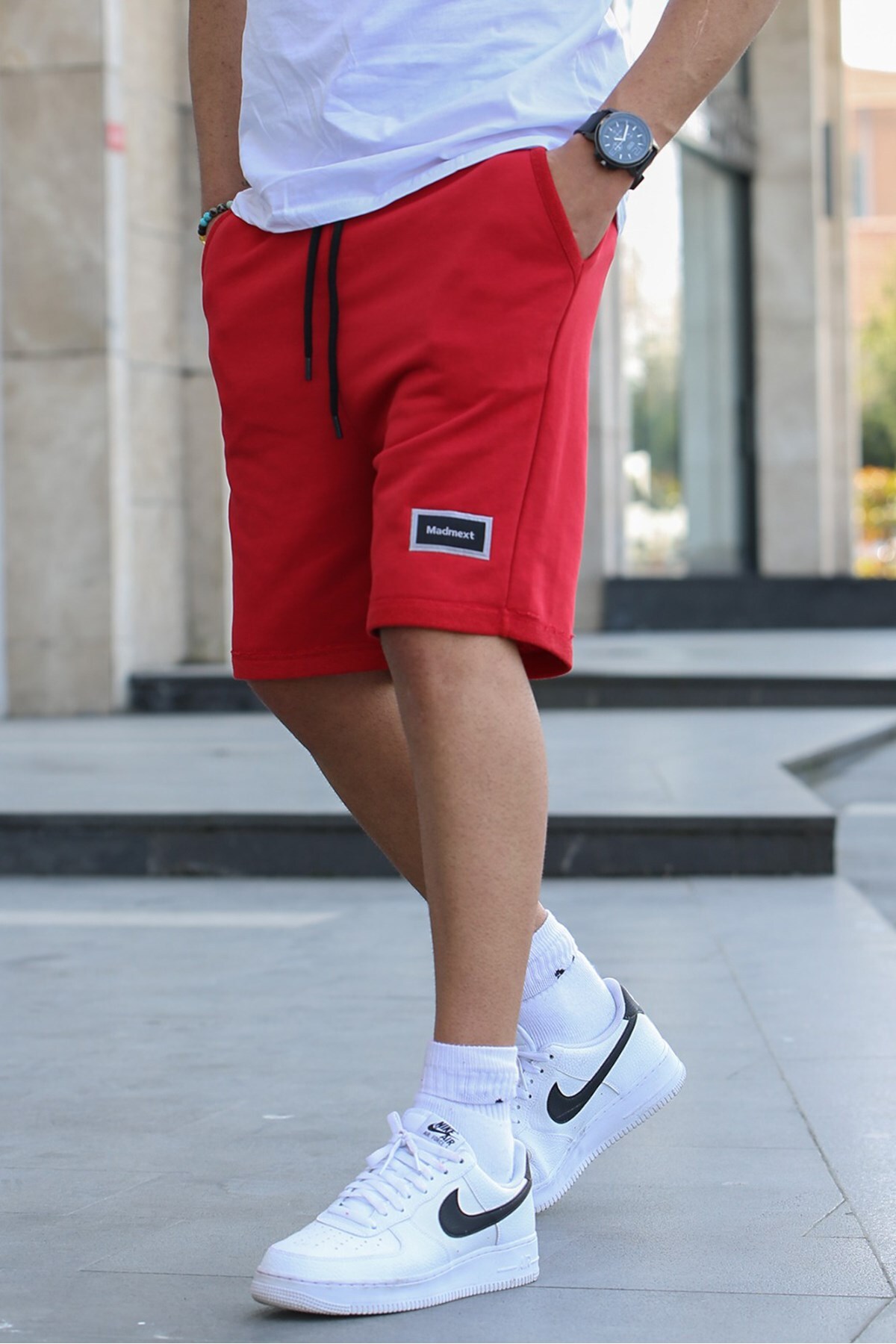 Madmext Men's Red Regular Fit Basic Capri Shorts