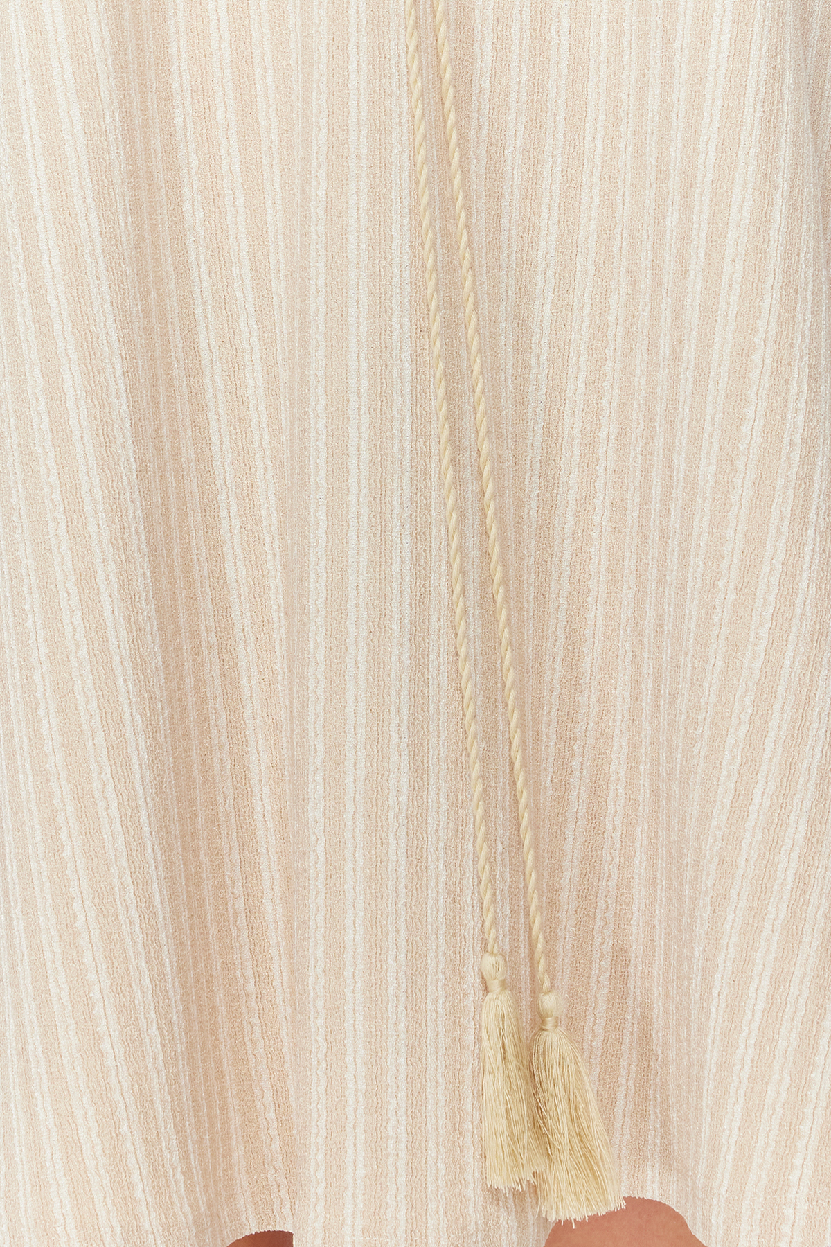 Trendyol Beige Wide Fit Mini Knitted Tied Beach Dress