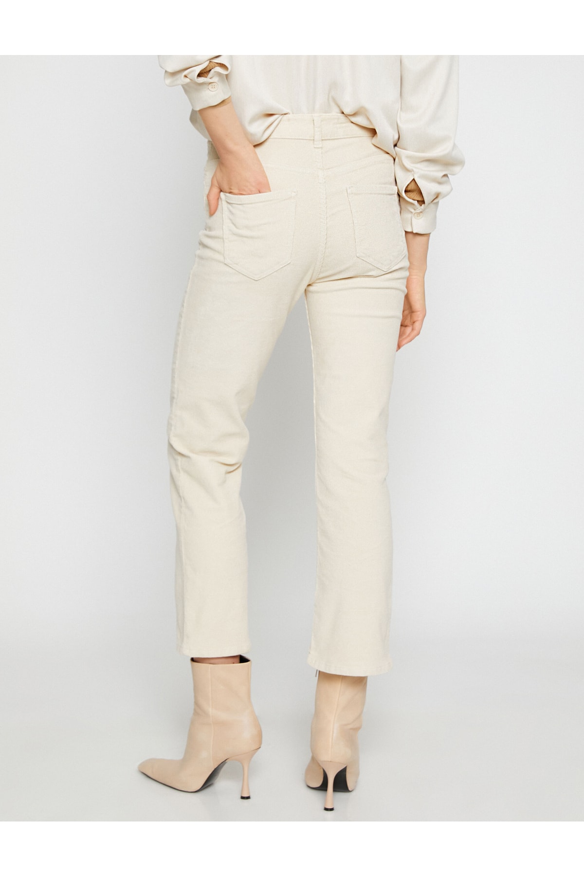 Koton hispanic cultură picior corduroy pantaloni Slim Fit