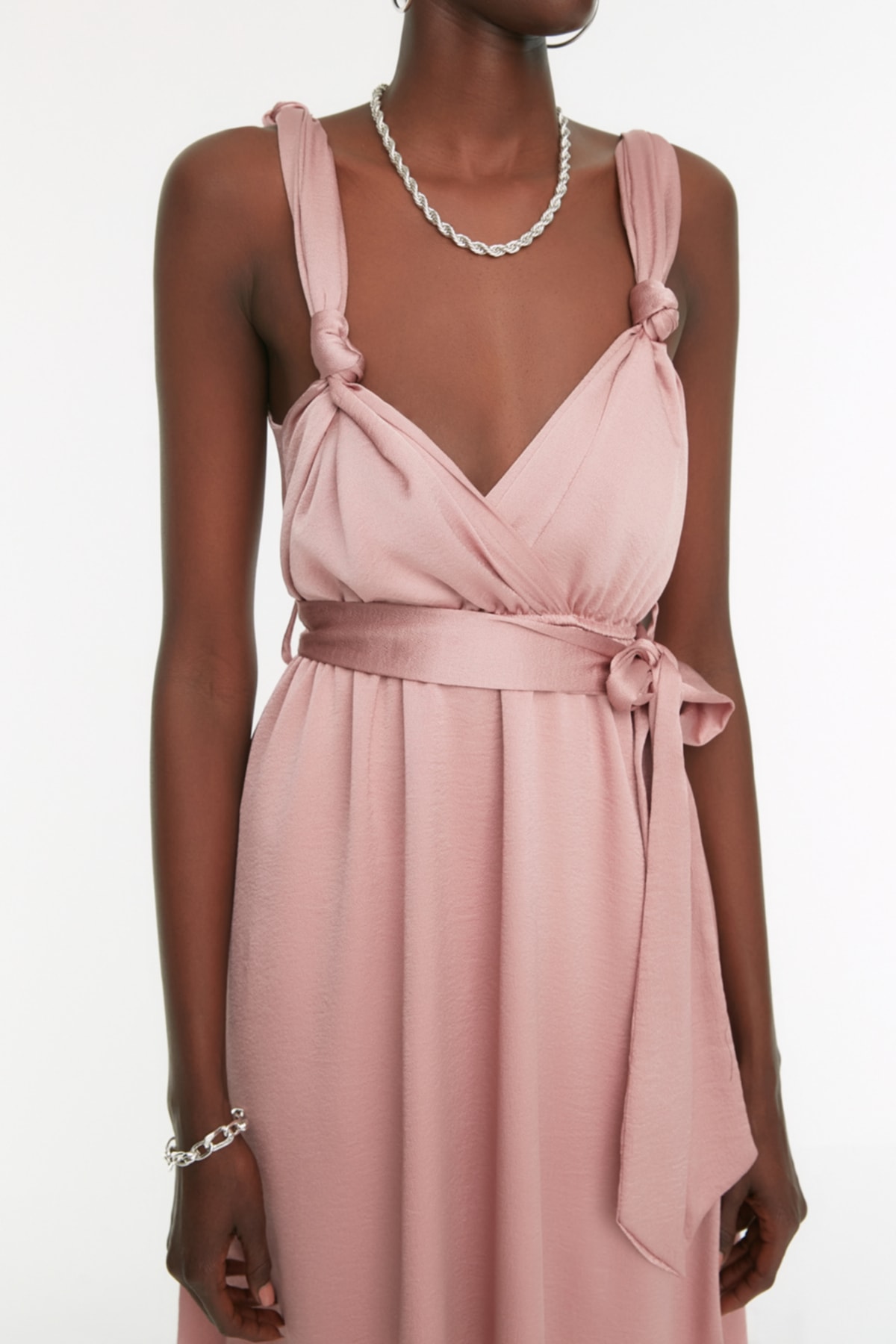 Trendyol Dry Rose Sash Rochie de seara detaliata