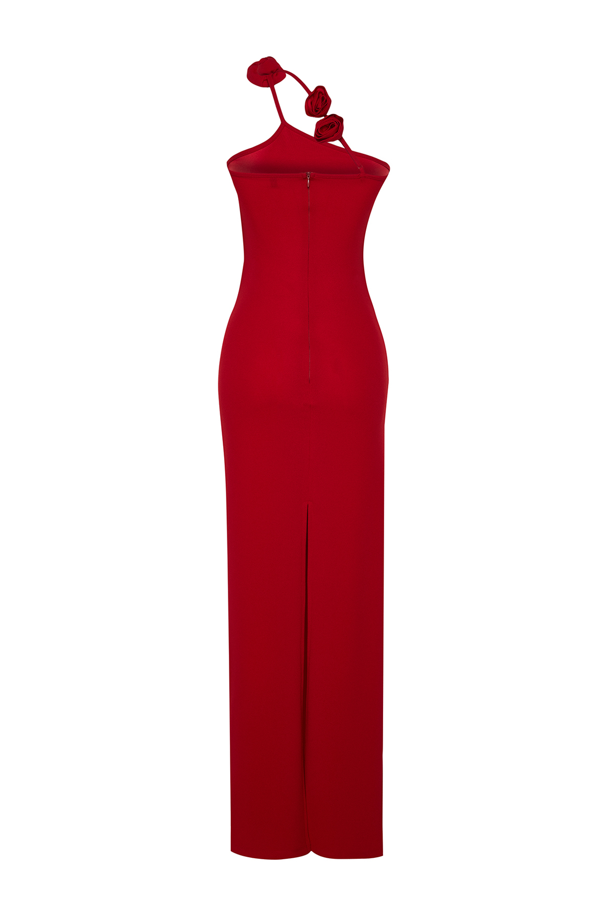 Trendyol Limited Edition Red Fitted Knitted Long Evening Evening Dress
