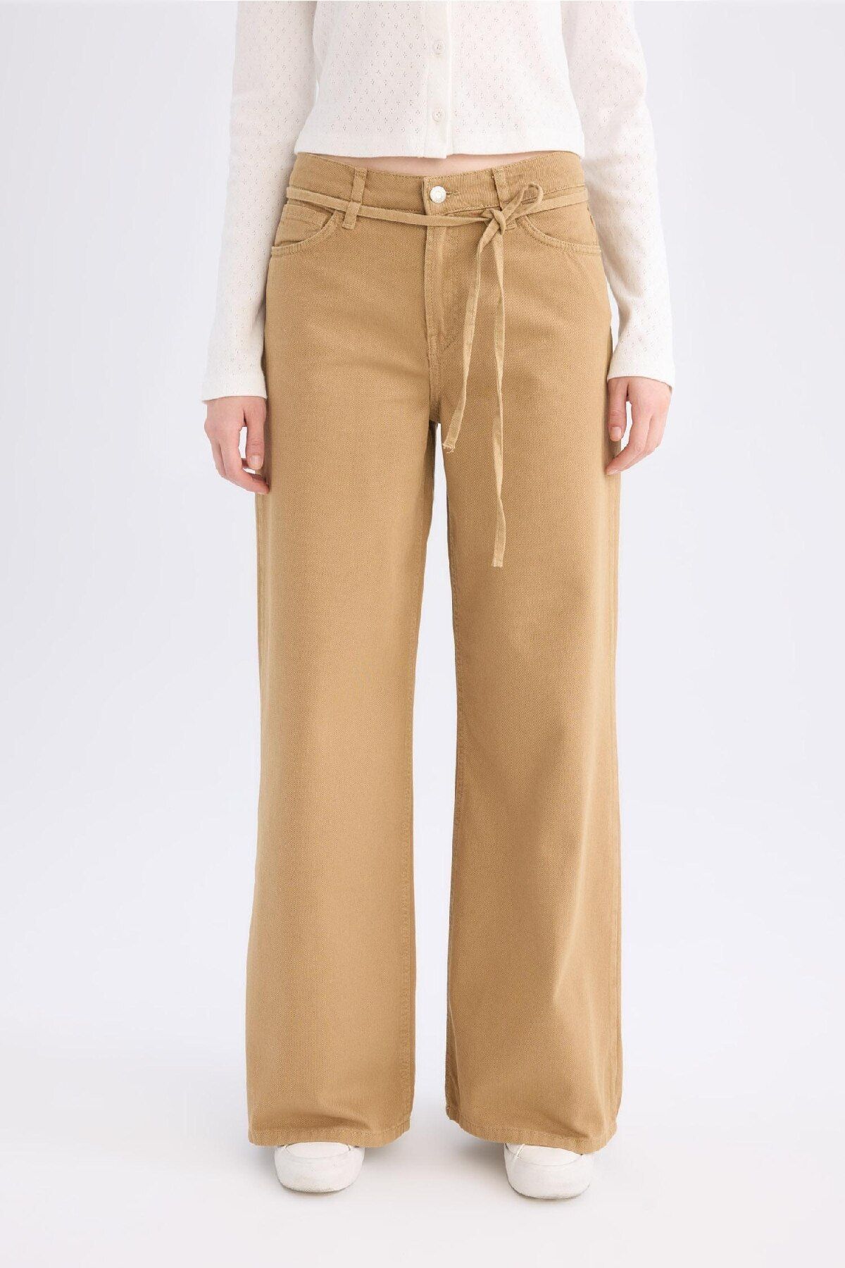 DEFACTO Cool Gabardine Trousers Wide Leg High Waist Wide Leg