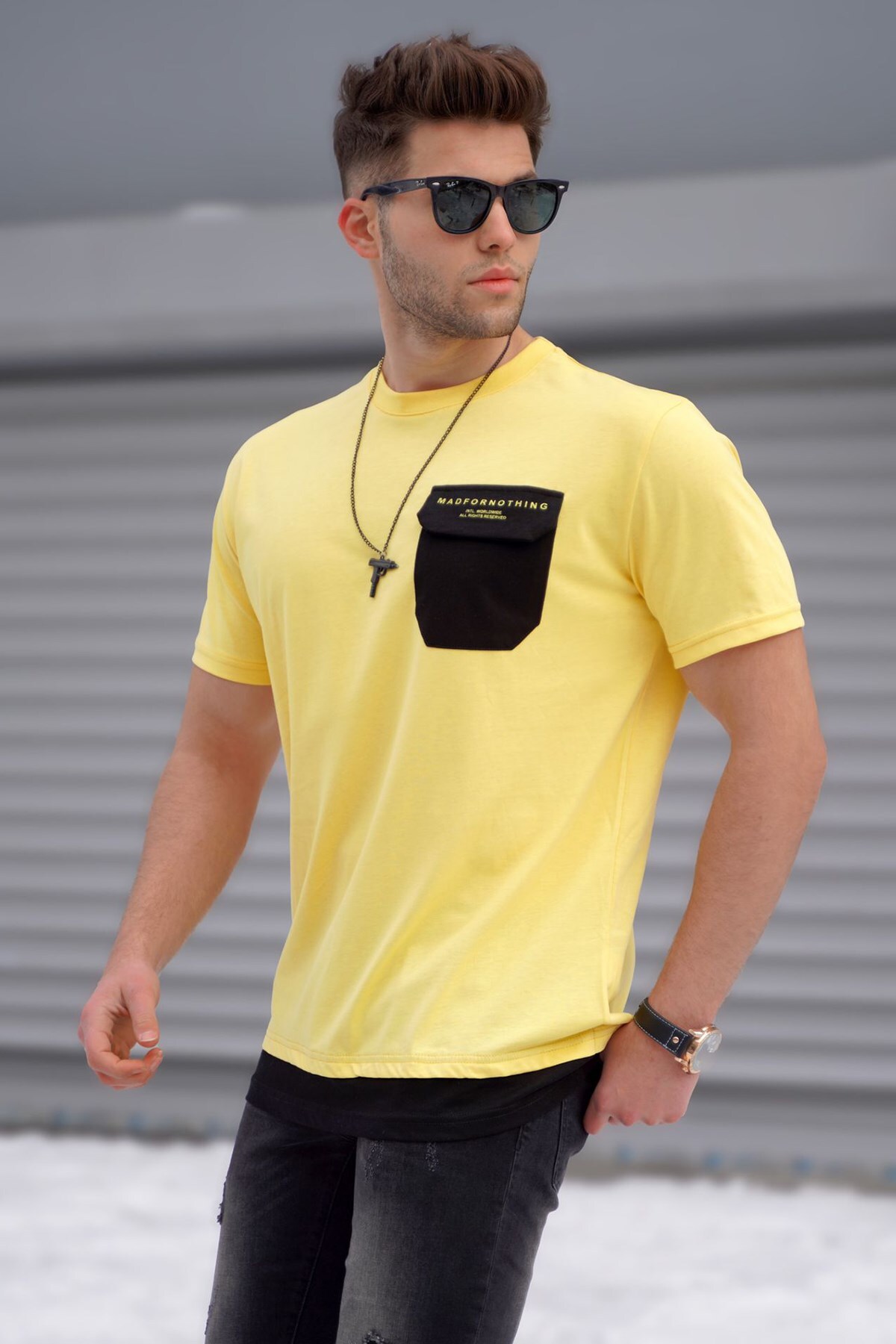 Madmext Men's Yellow T-Shirt 5386
