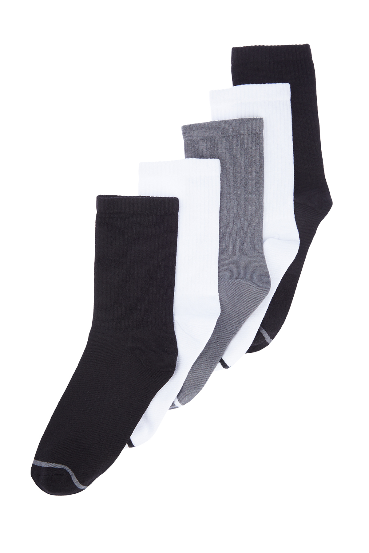 Levně Trendyol 5-Pack Multi Color Cotton Contrast Striped College-Tennis-Mid-Length Socks