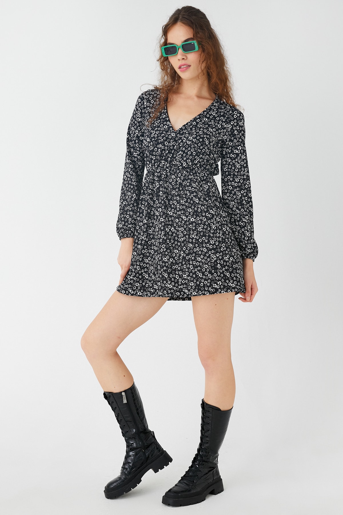 Koton Women's Black Patterned Dress