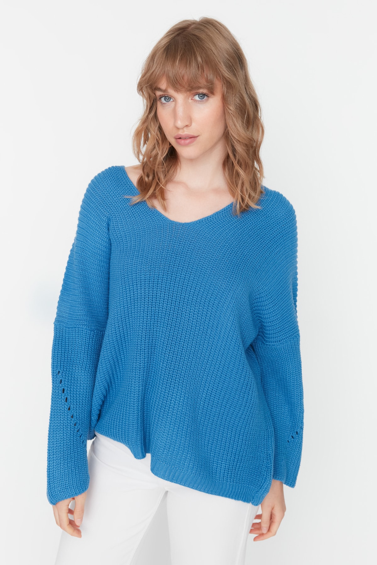 Trendyol Sweater - Blue - Oversize
