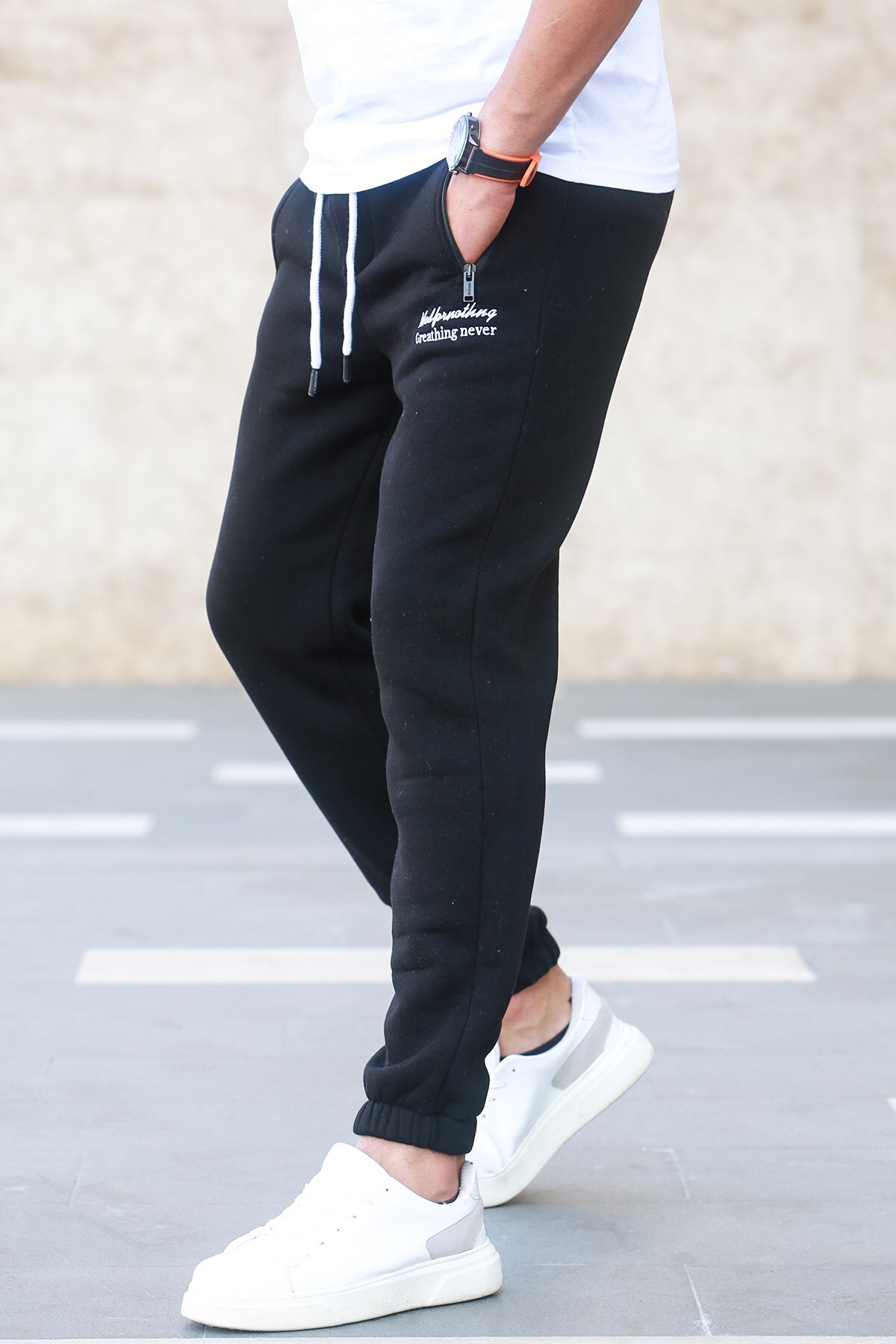 Madmext Embroidered Rack Black Tracksuit 5434