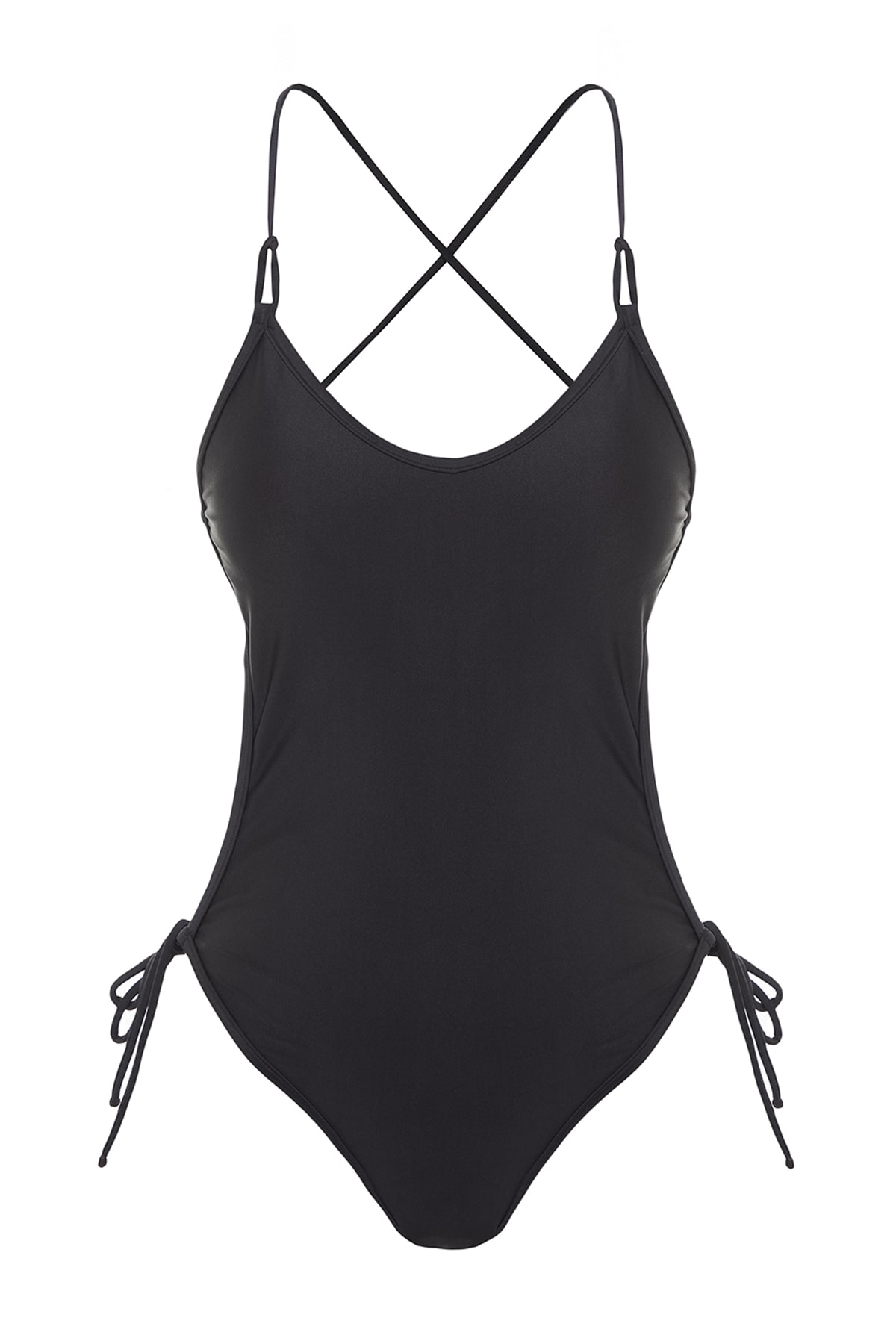 Trendyol Black Round Neck Connected Regular Leg Swimsuit