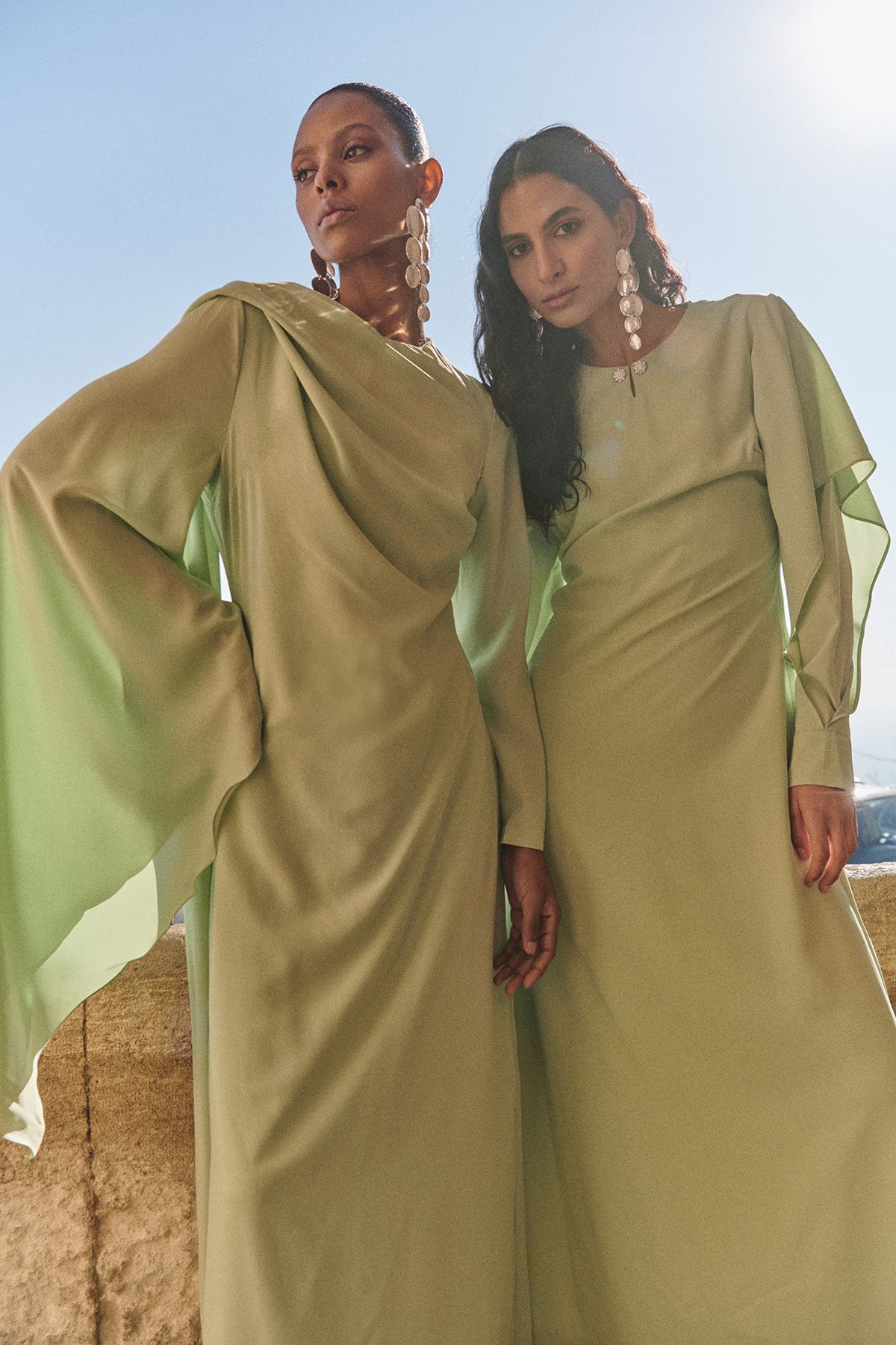 Trendyol Light Green Shawl Detailed Lined Evening Dress
