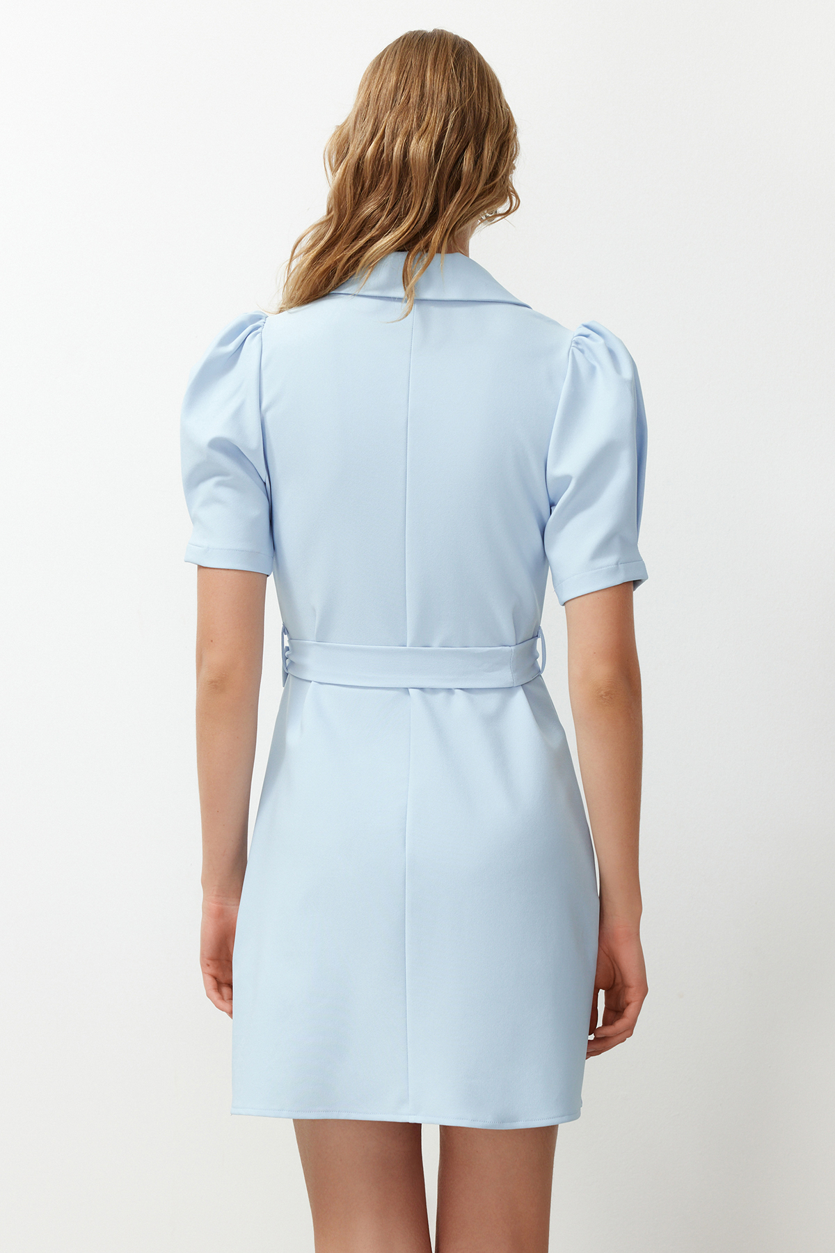Trendyol Blue Belted Mini Woven Jacket Woven Dress