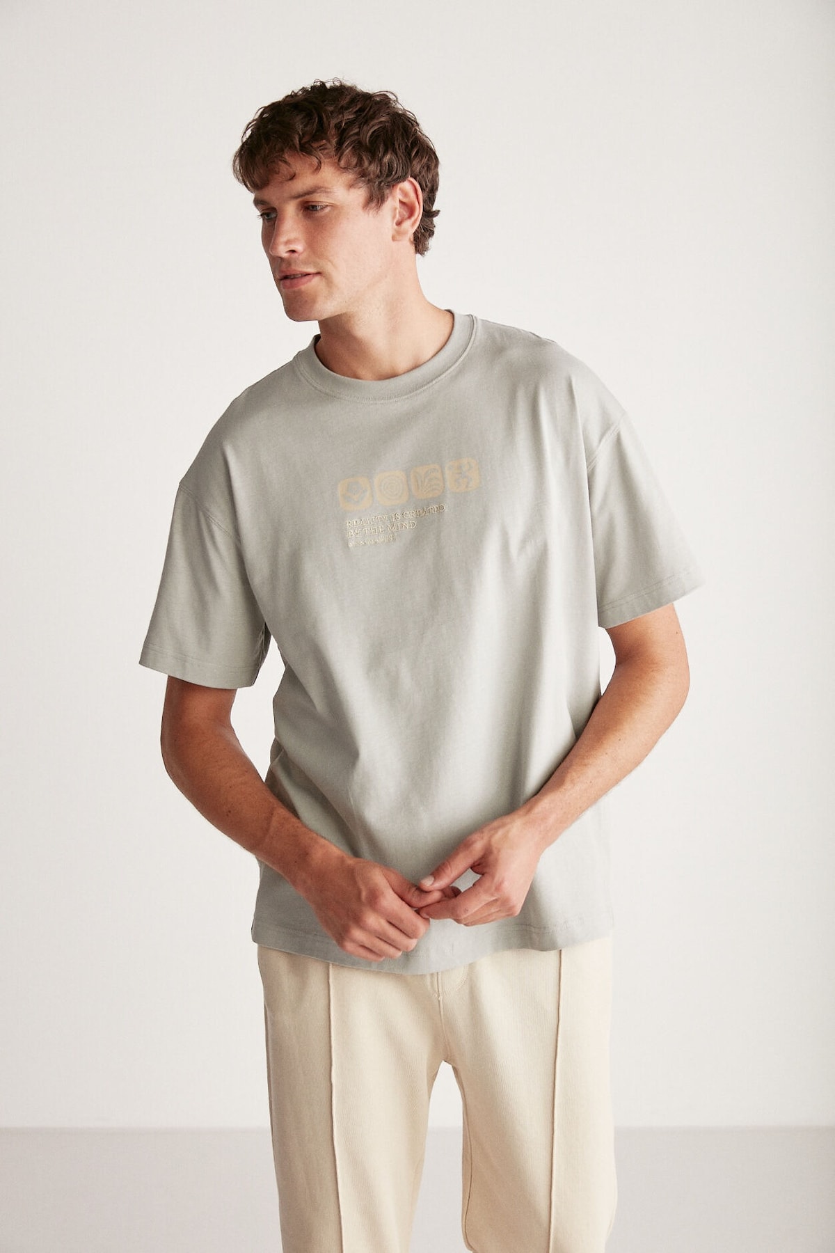GRIMELANGE Vance Oversize Gray Single T-shirt