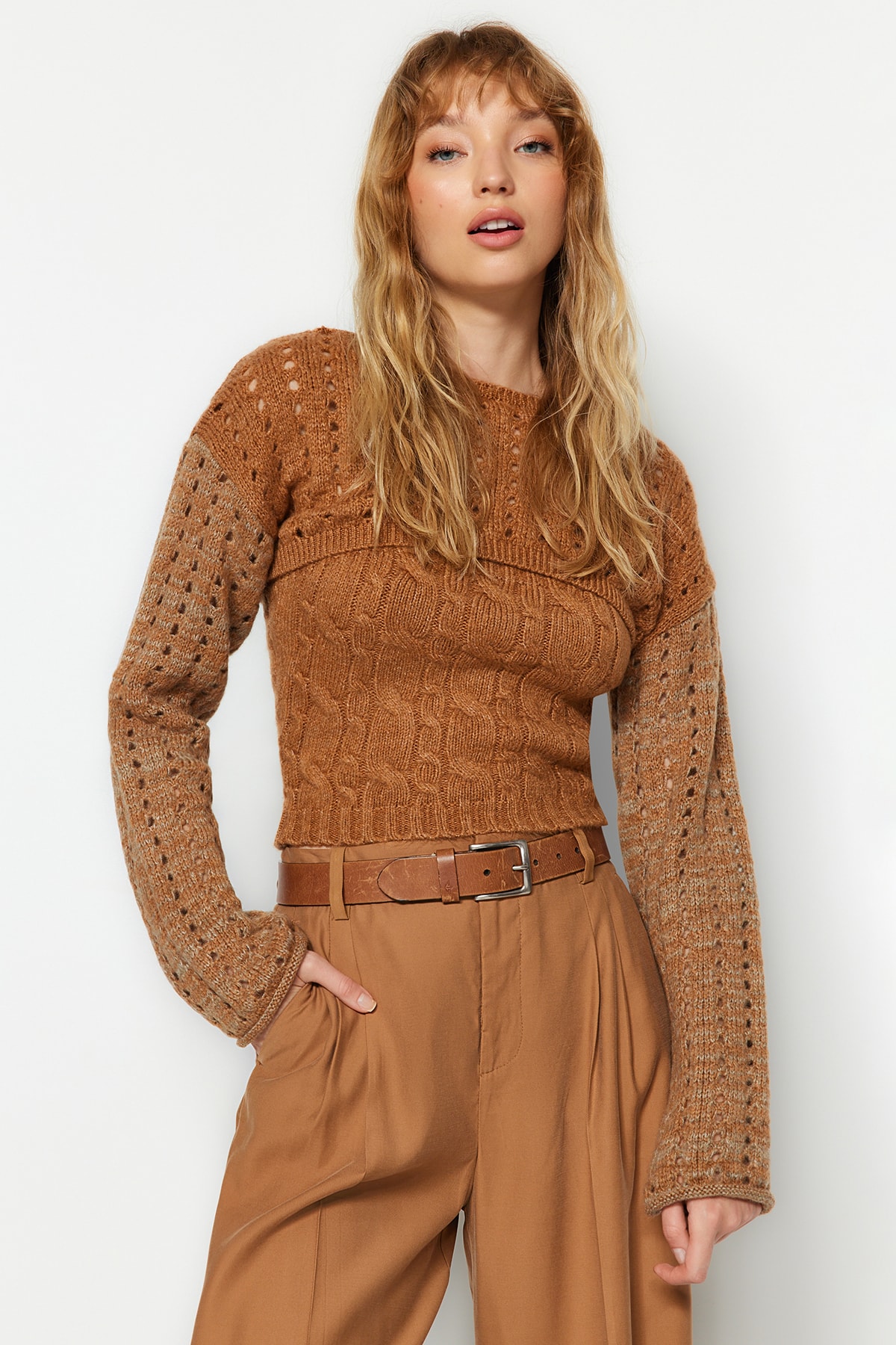 Trendyol Sweater - Brown - Regular fit