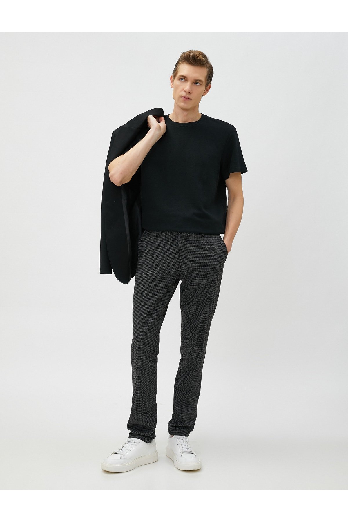 Koton Woven Trousers with Crowbarn Detailed Buttons and Pockets.