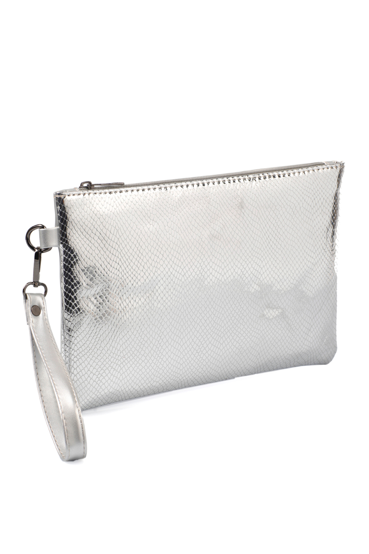 Capone Outfitters Paris Women's Clutch Portfolio Silver Bag