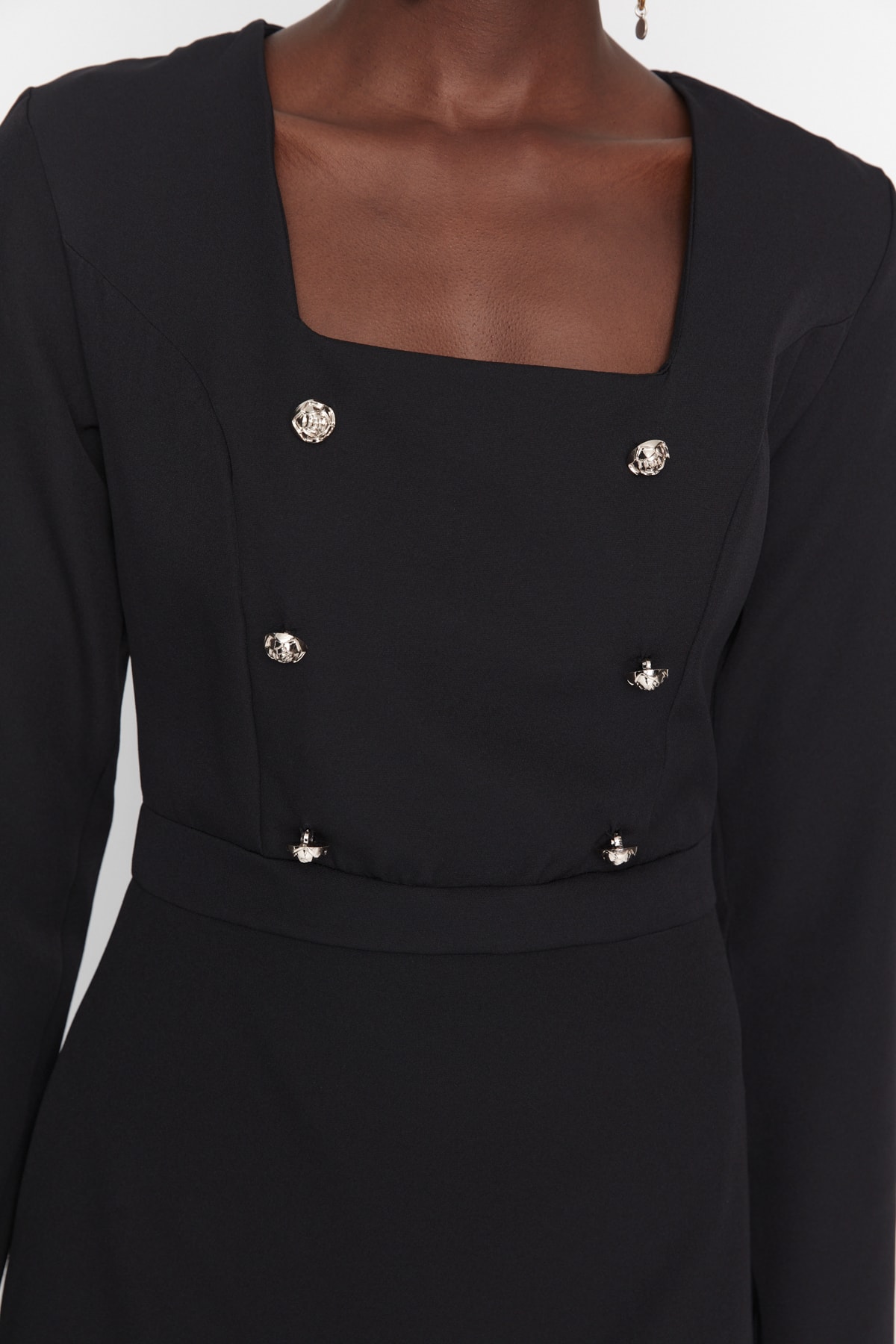 Rochie tesuta Trendyol Black cu nasturi