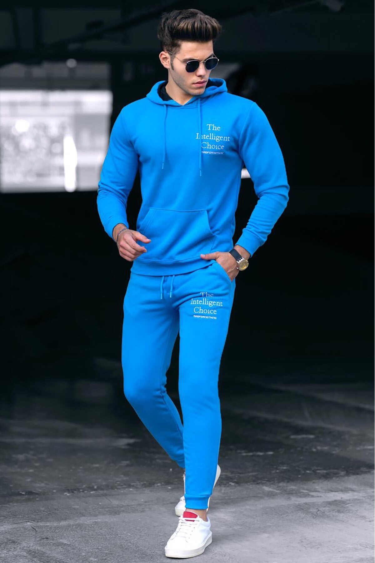Madmext Printed Blue Men's Tracksuit 4725