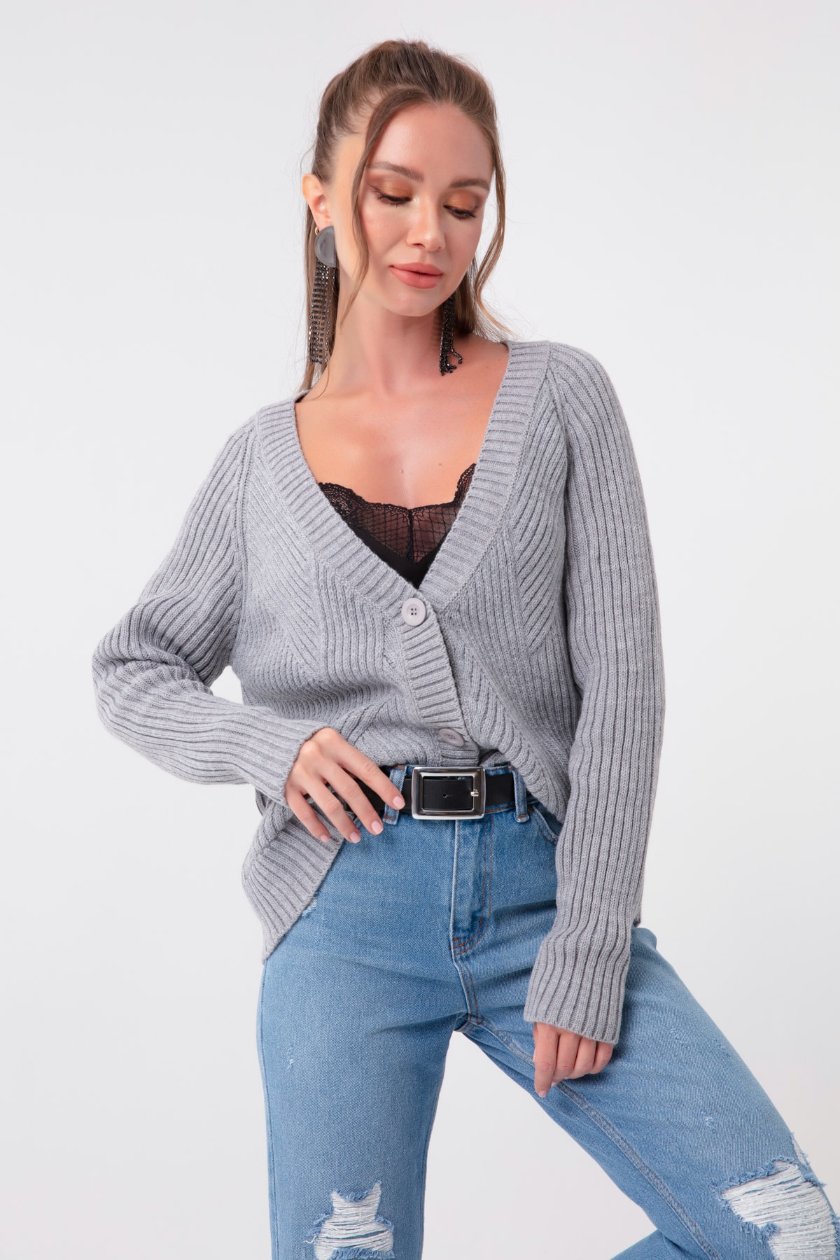 Lafaba Cardigan - Gray - Regular fit