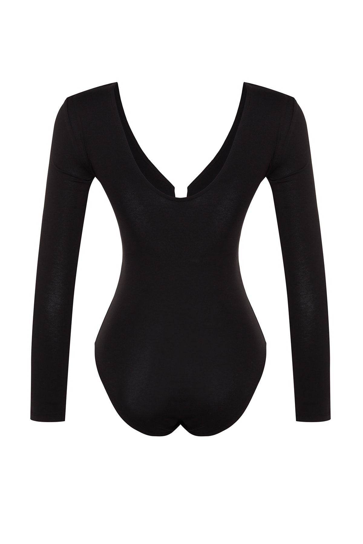 Trendyol Black Cotton Stretchy V Neck Fitted/Situated Stretchy Knitted Bodysuit