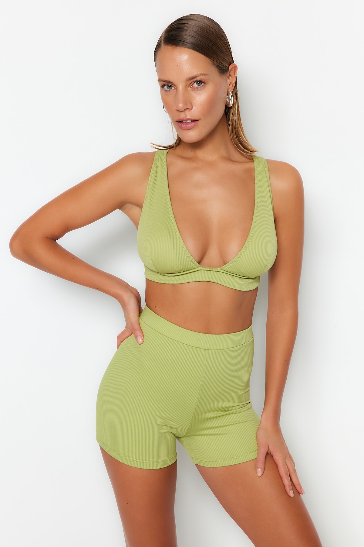 Trendyol Bikini Bottom - Green - Plain