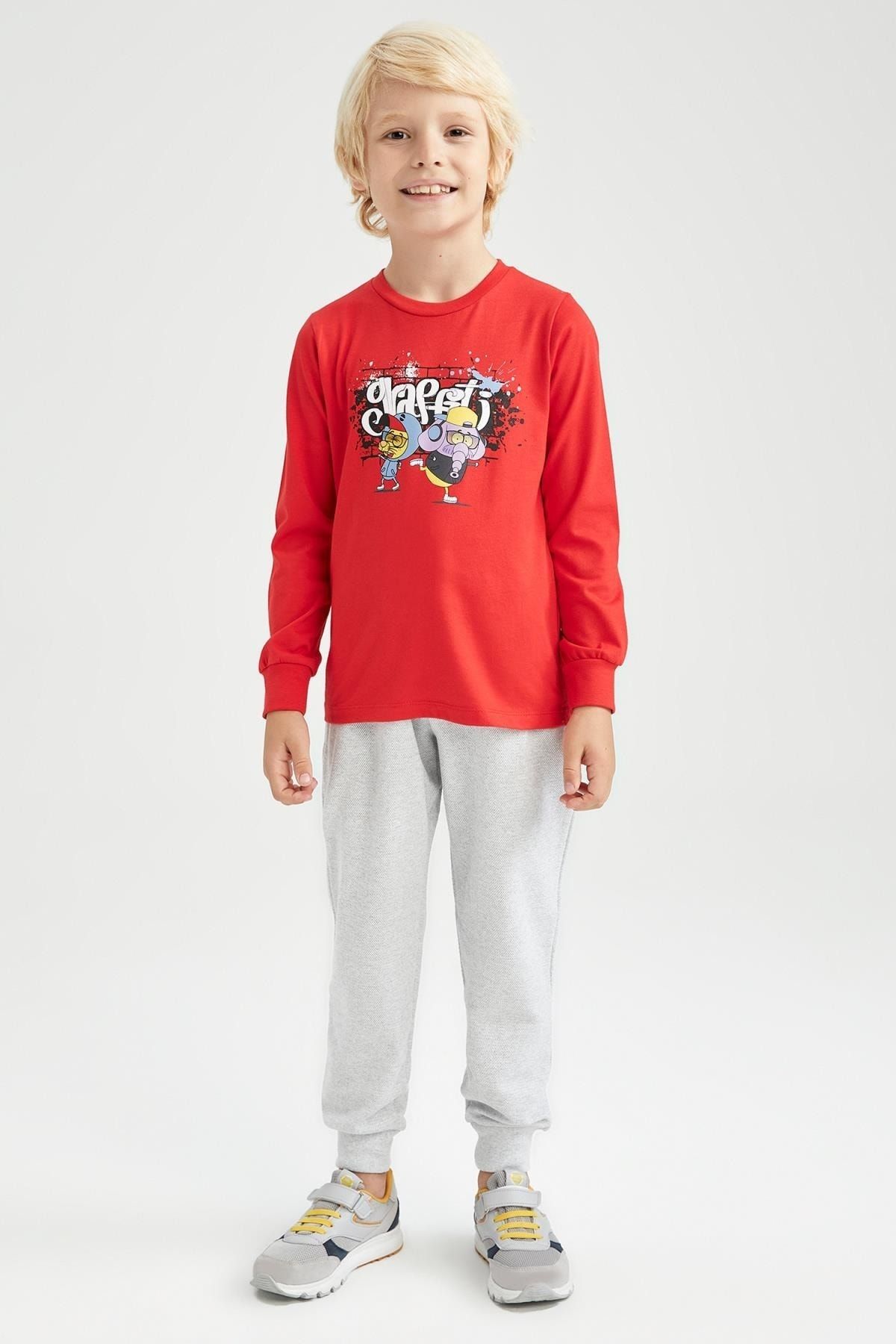 DEFACTO Boy's Gray Pique School Sweatpants