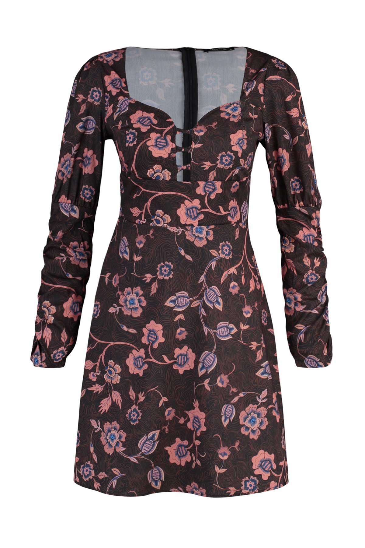 Trendyol Multi Color Decollete Rochie țesută detaliată