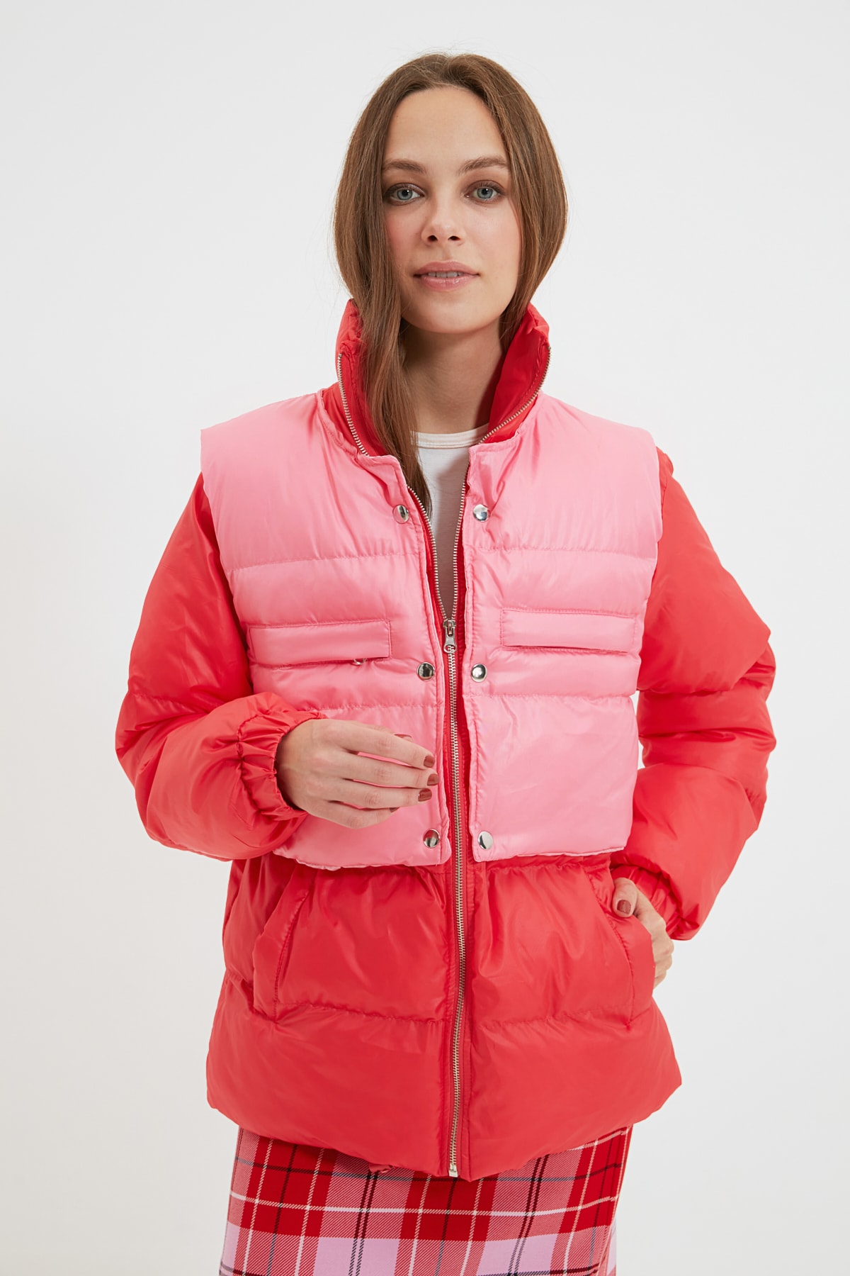 Trendyol Red Pink Vesta detaliate gonflabile Coat