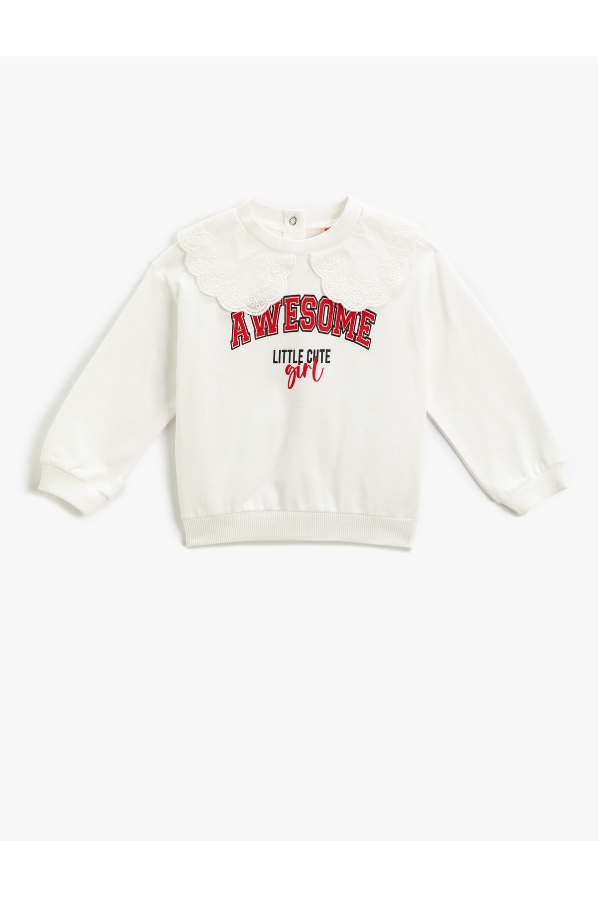 Koton Baby Collar Sweatshirt with Snap Back, Printed Shorts.
