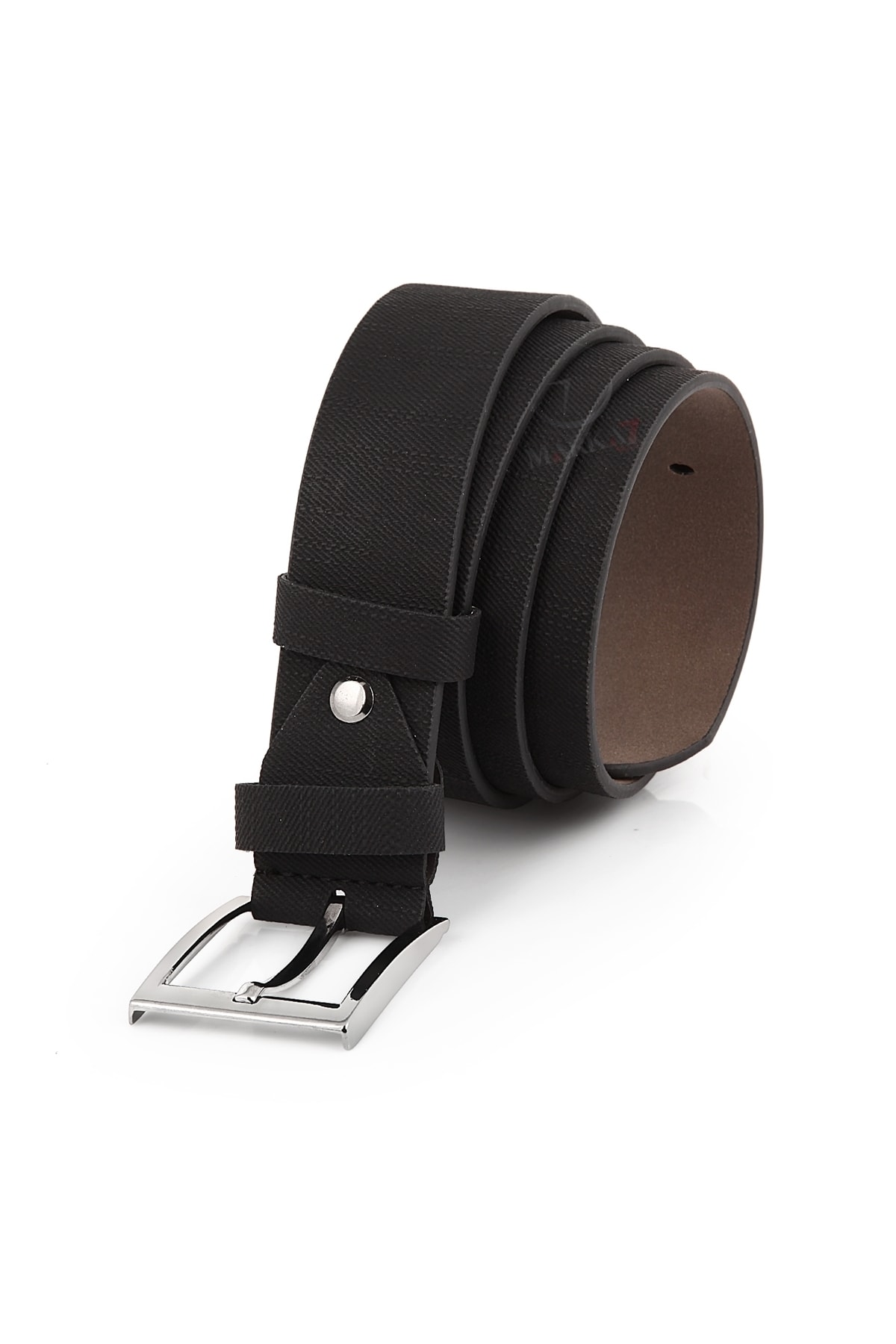 Polo Air Men's Denim Patterned Leather Belt Black Color