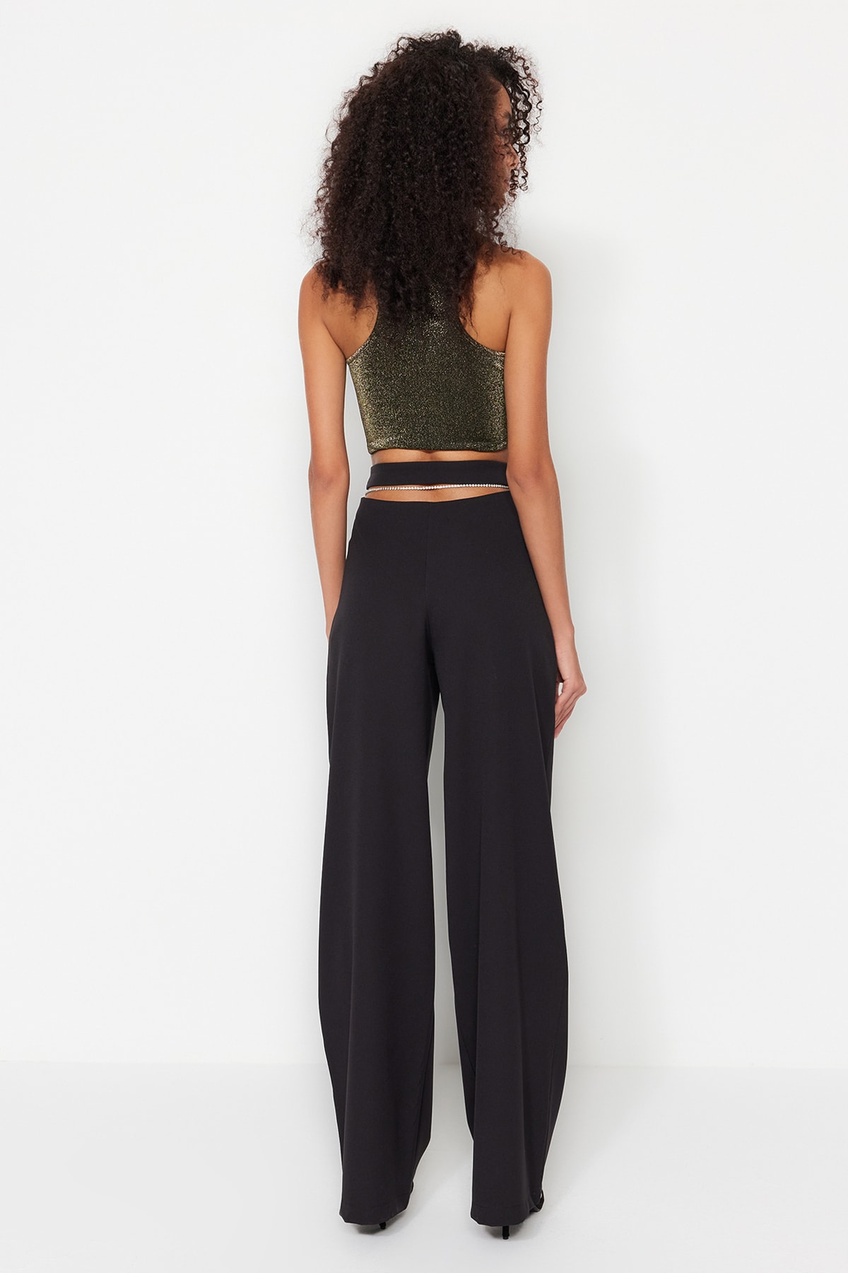 Pantaloni țesute Trendyol Black