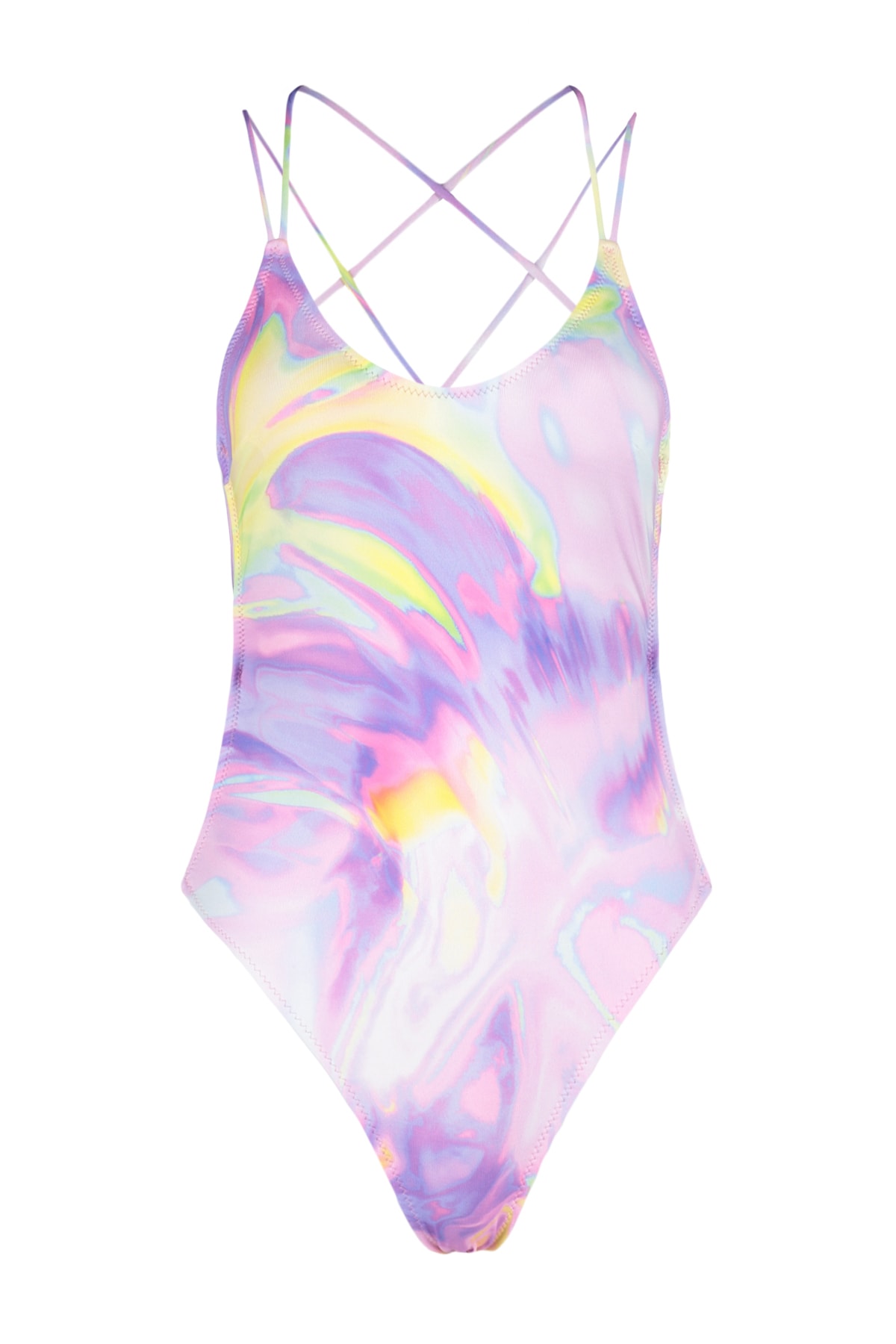 Costume de baie Trendyol Abstract Patterned Round Neck cu picior normal cu spate decoltat