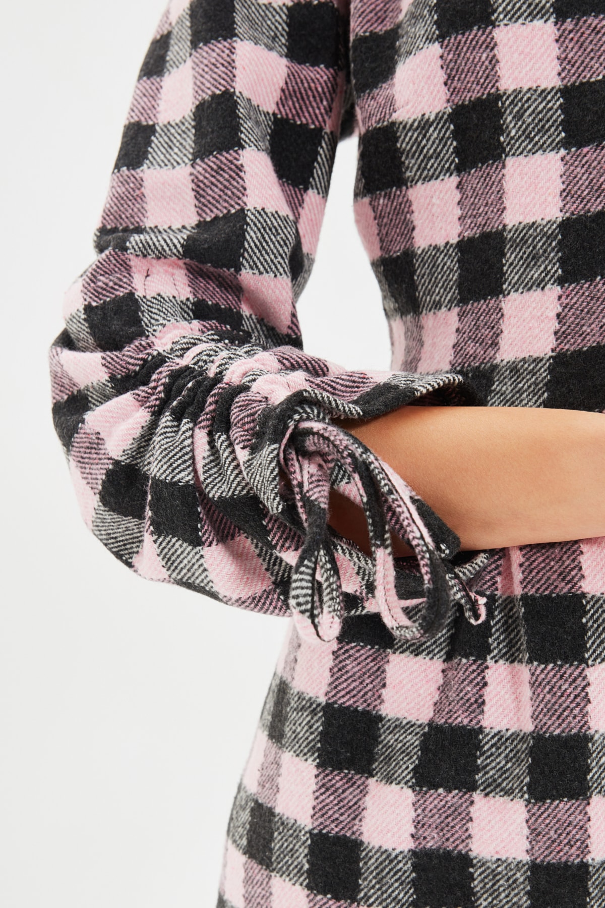 Trendyol Roz Verificați Cămașă Rochie