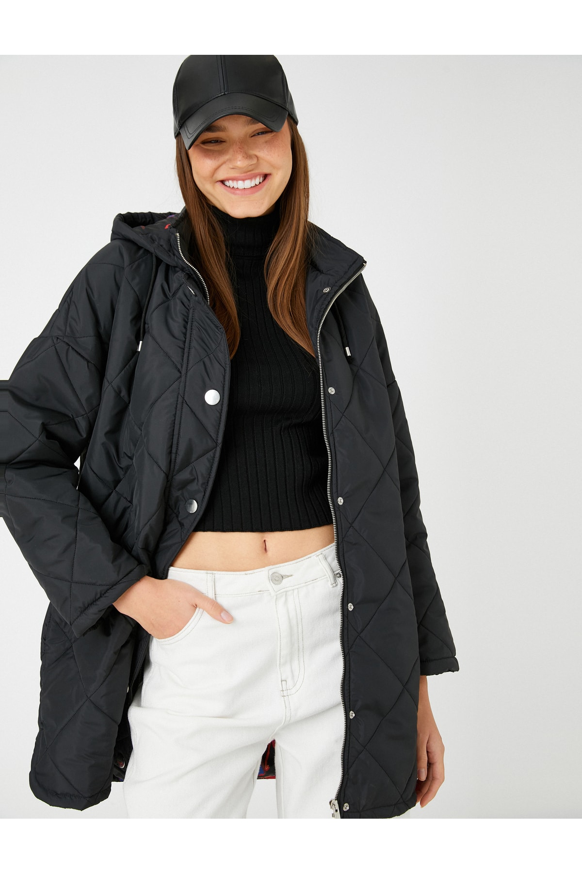 Koton Coat - Black - Puffer