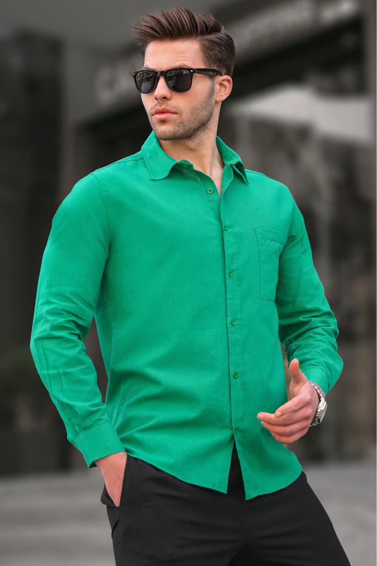 Madmext Green Regular Fit Men's Shirt 5592