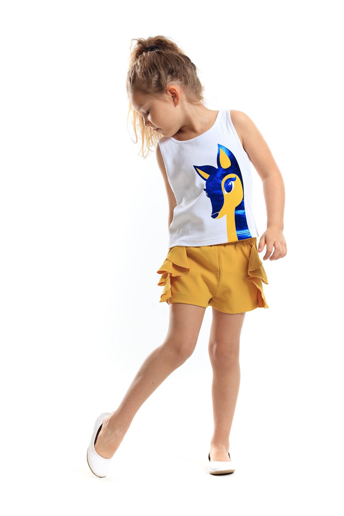 Levně Denokids Ceylan Girls Kids T-shirt Woven Shorts Set