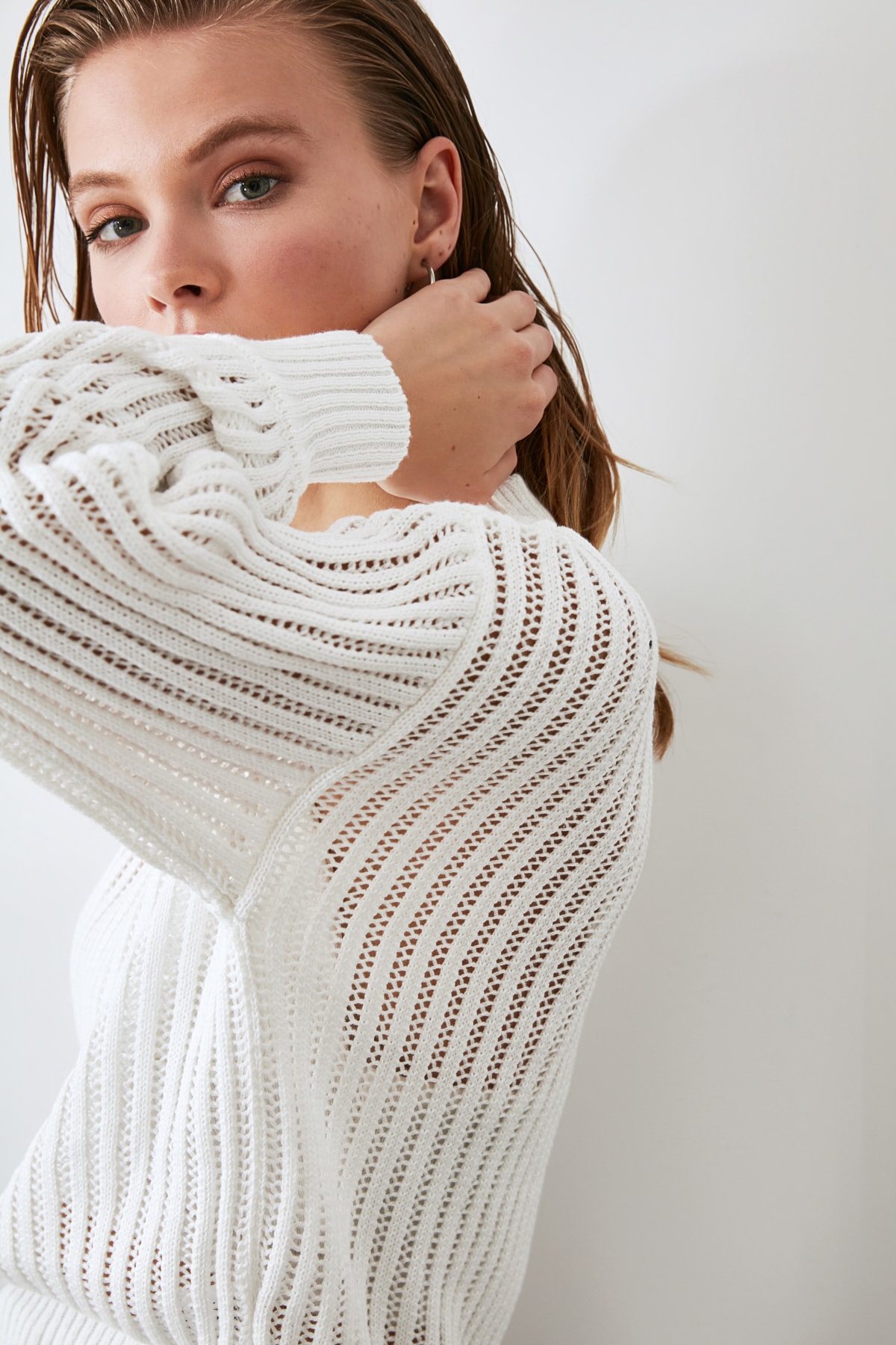 Trendyol Sweater - Ecru - Regular fit
