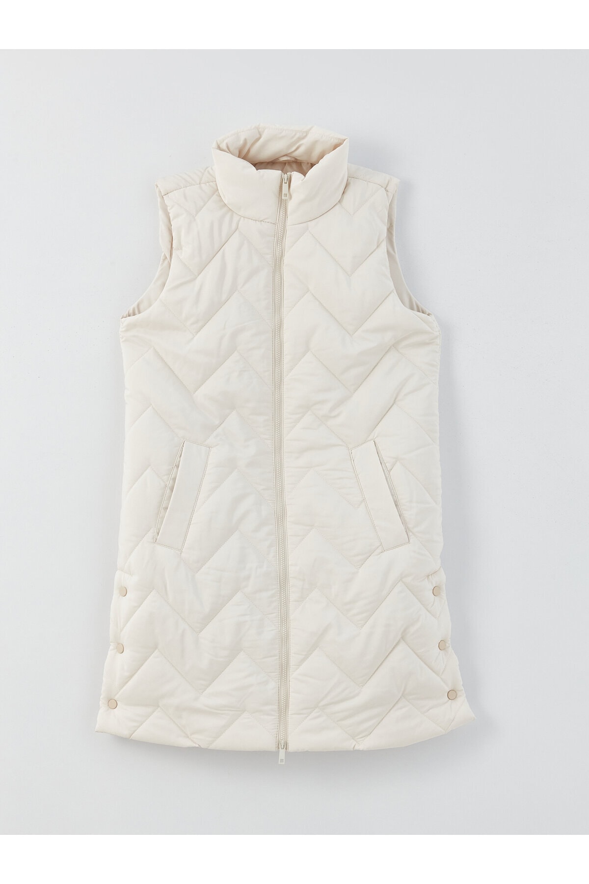 LC Waikiki LCW Modest Stand-up Collar Self-Patterned Women's Puffer Vest