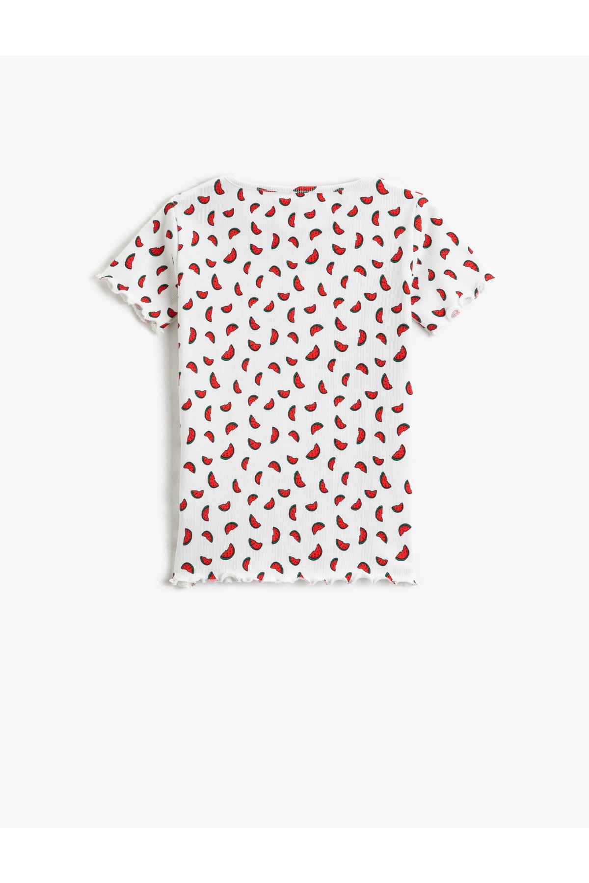 Levně Koton Watermelon Printed T-Shirt Ribbed Short Sleeve Crew Neck Cotton