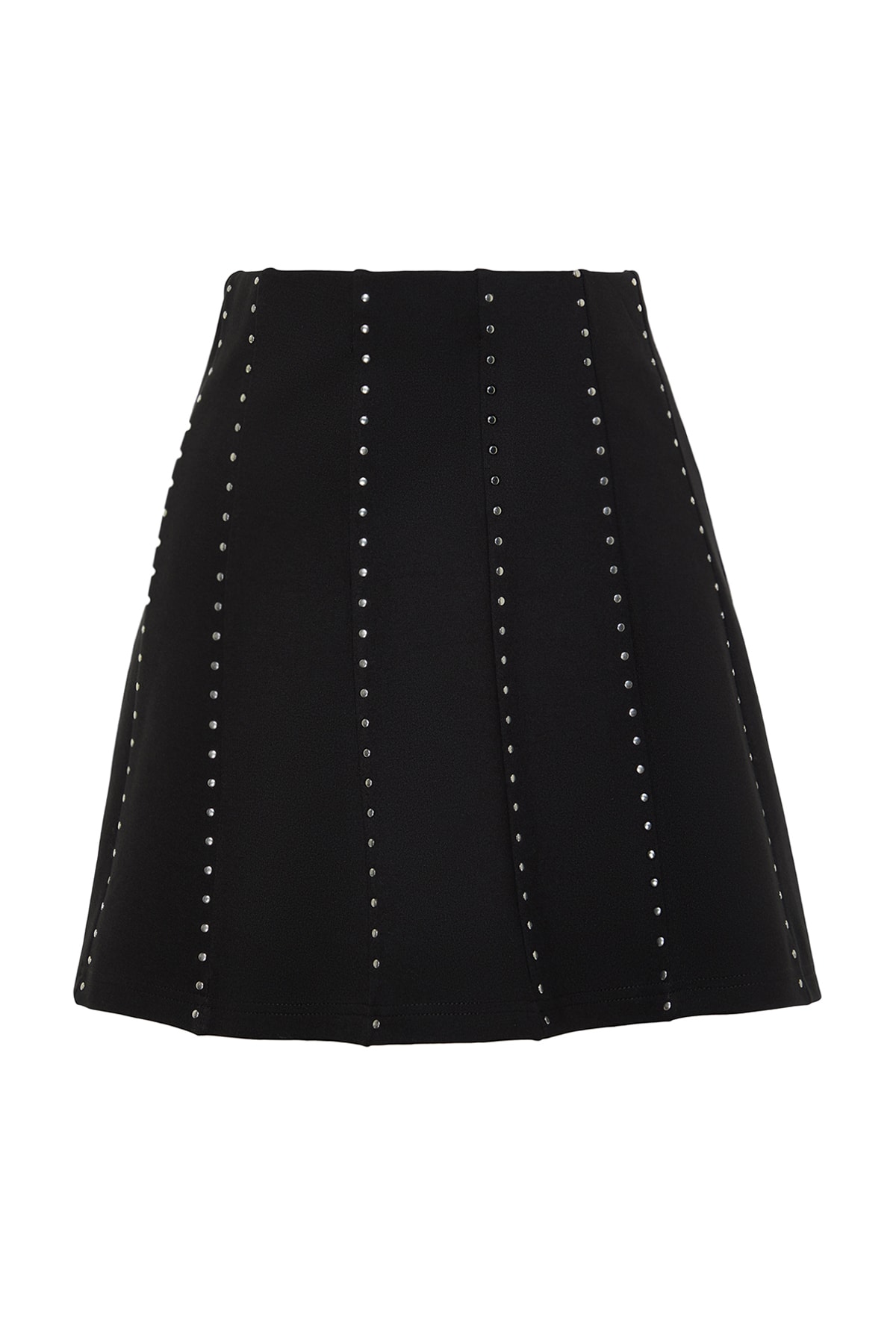 Levně Trendyol Black Stone Accessory Mini Skater/Knitted Waistcoat Knitted Skirt