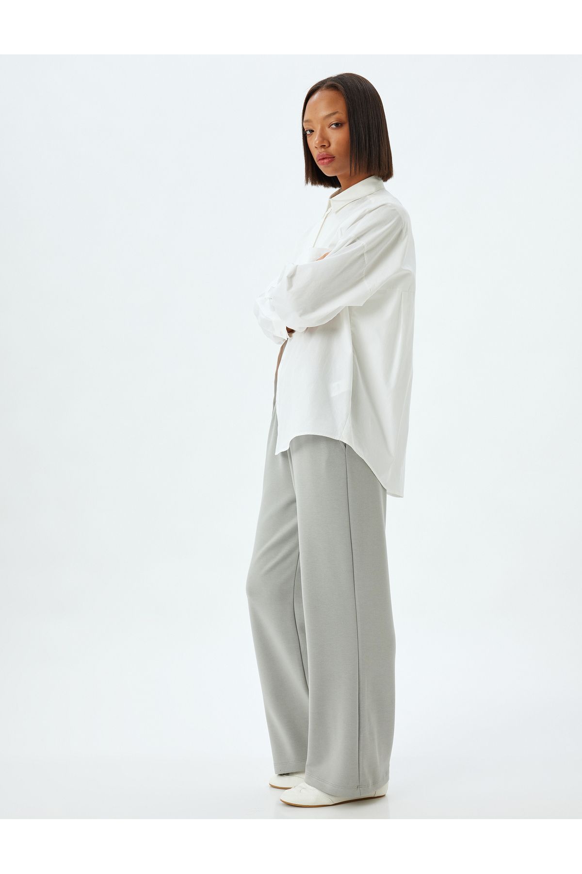 Koton Wide Leg Sweatpants Modal Fabric Elastic Waist Pocket Comfortable Cut