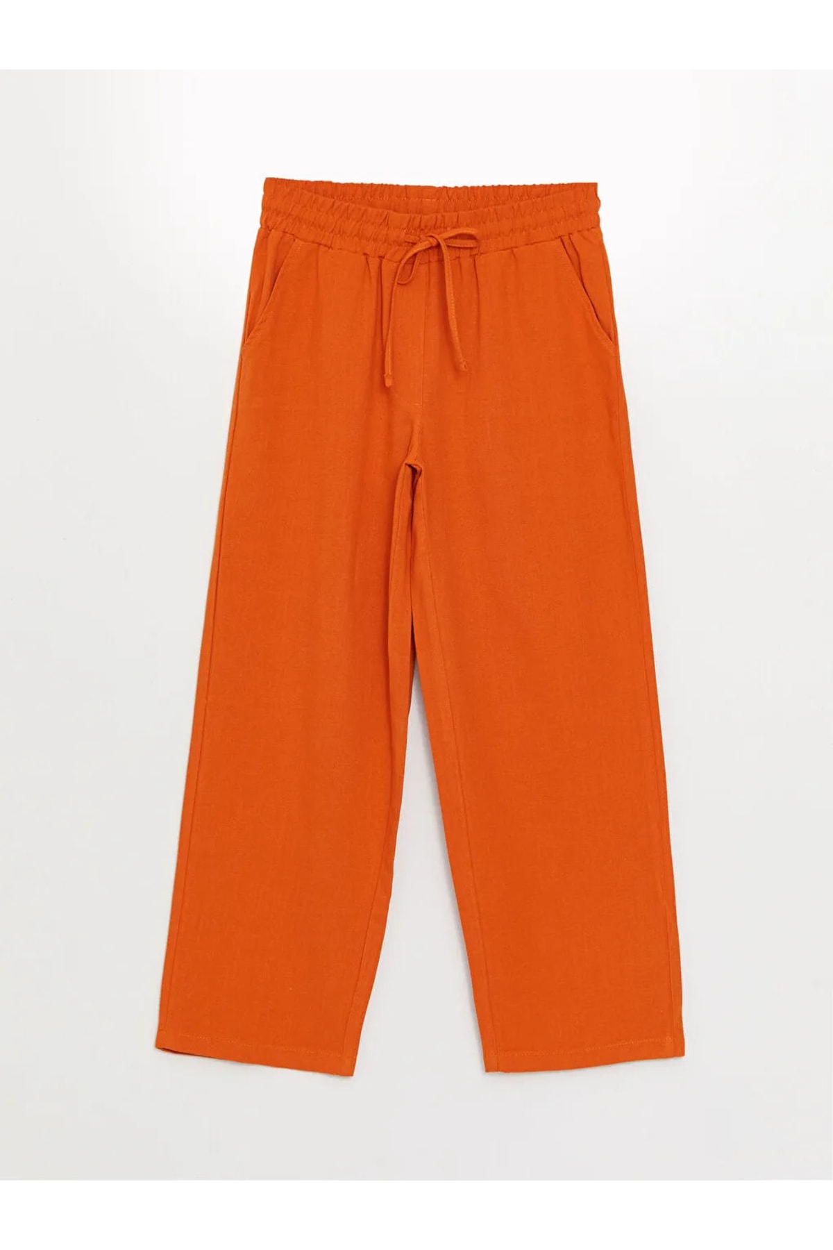 Levně LC Waikiki Lcw Modest Women's Elastic Waist, Comfortable Fit and Straight Linen Blended Trousers.