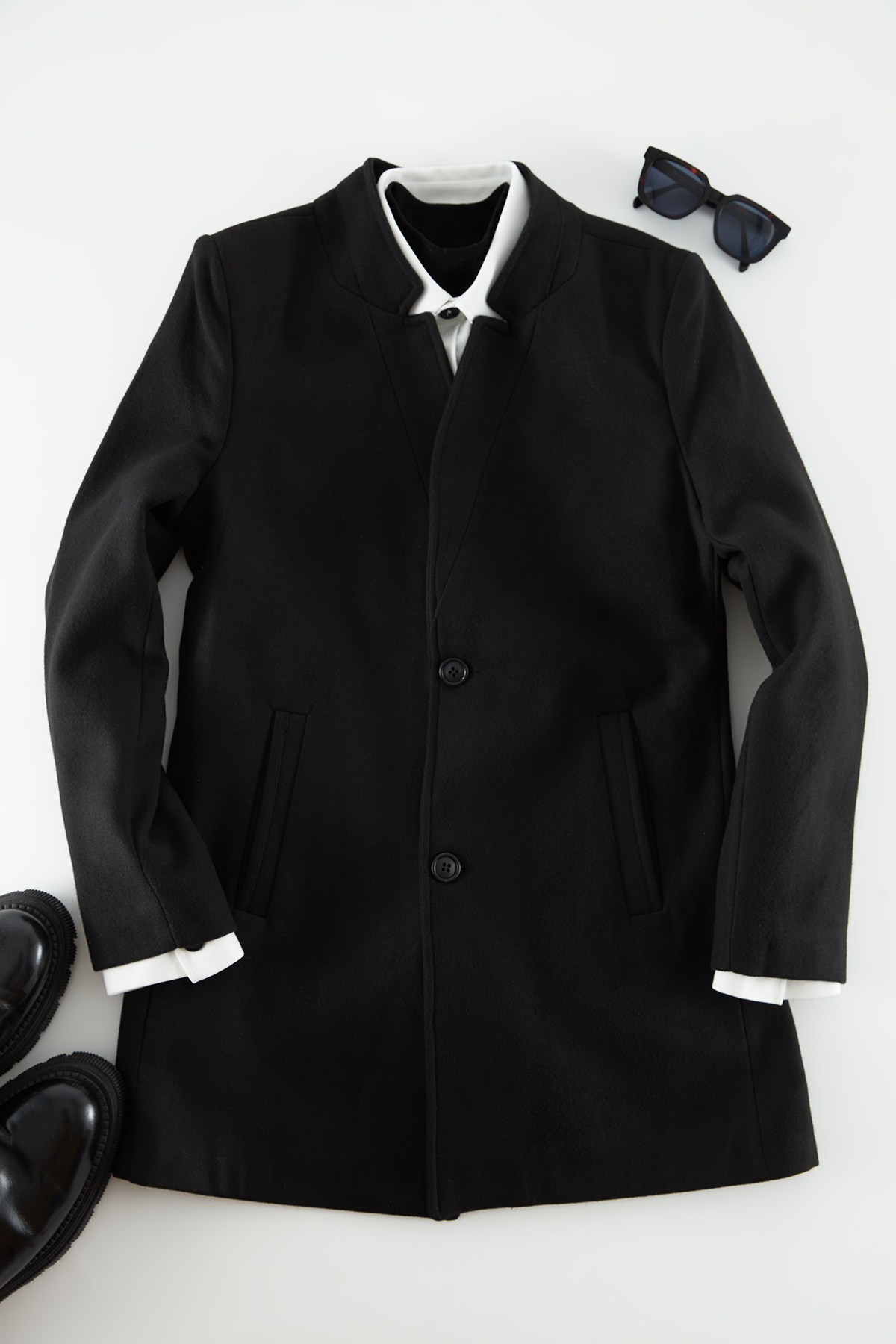 Trendyol Black Slim Fit High Neck Cachet Coat
