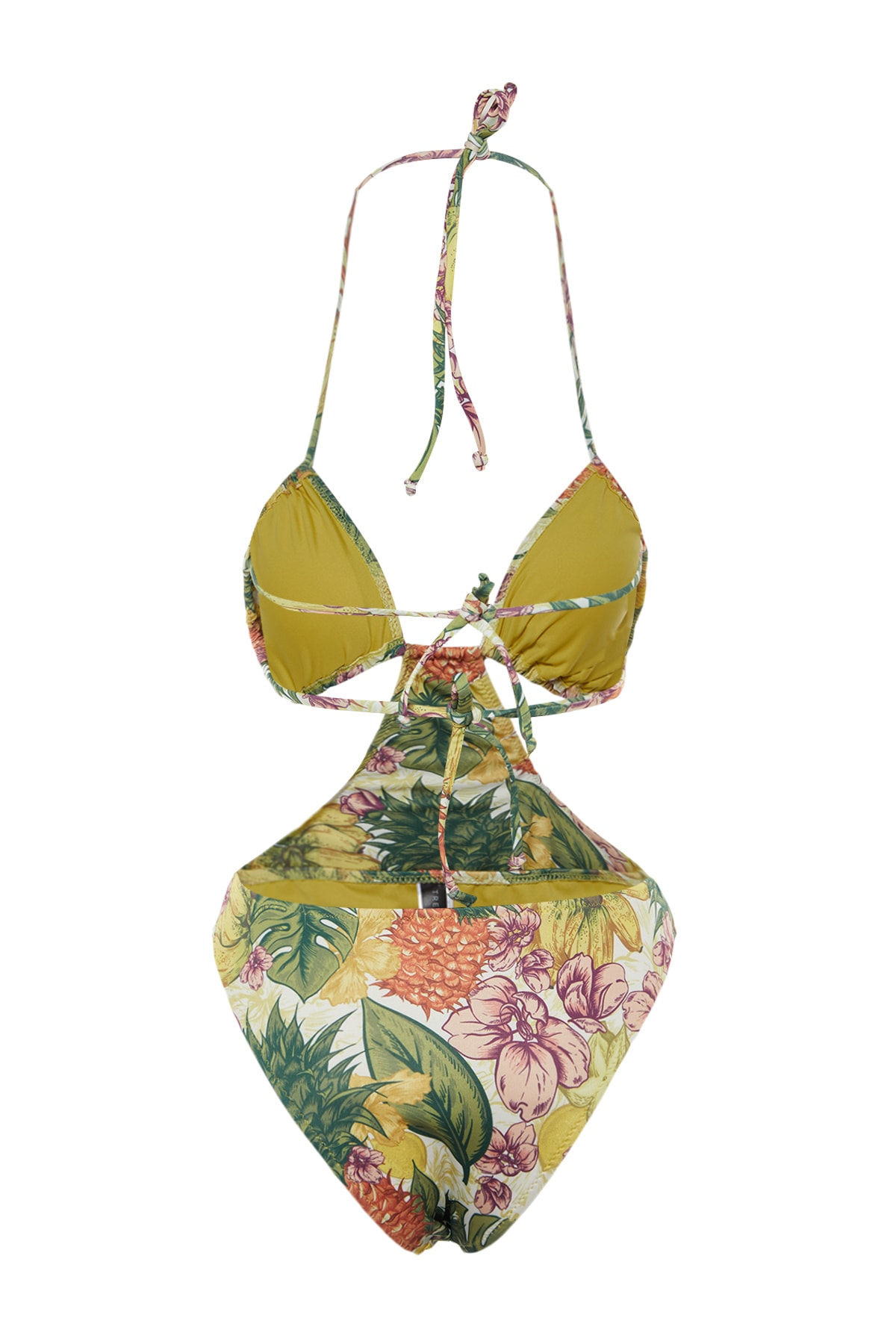 Trendyol Floral Patterned Strapless High Leg Swimsuit