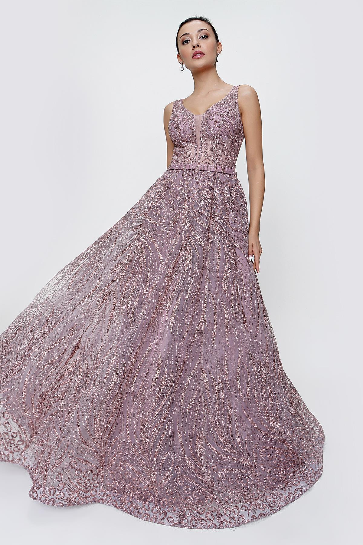By Saygı Glitter Ghost Tulle Princess Evening Dress