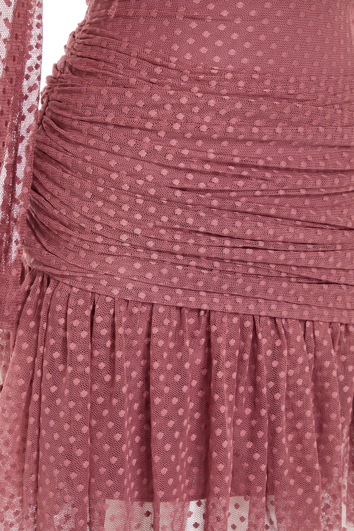 Rochie de seara Trendyol Dry Rose Flowers cu guler detaliat si tul