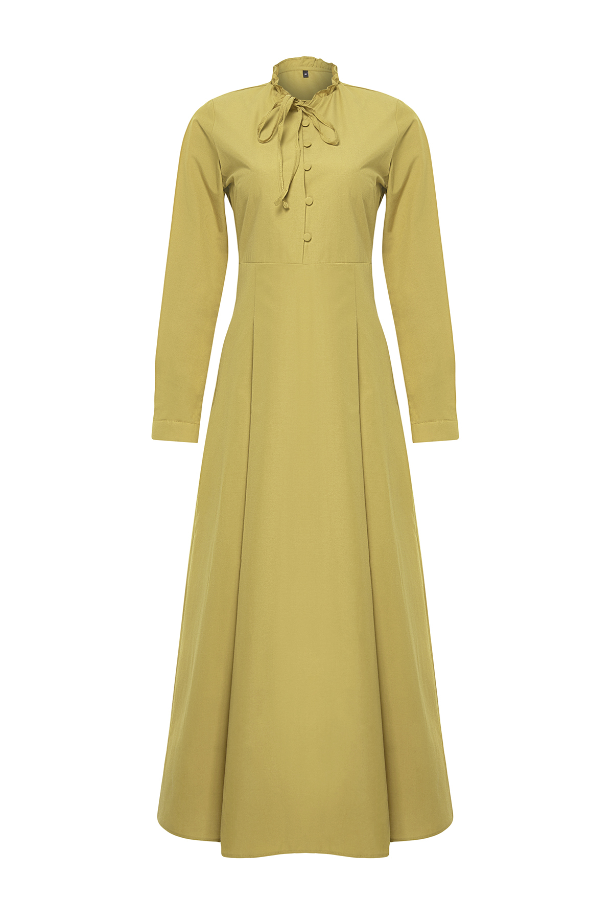 Trendyol Khaki Collar Tie Detailed Buttoned Woven Dress