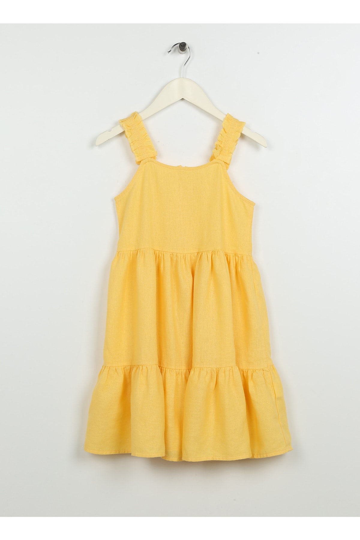 Koton Girls' Plain Yellow Long Dress 3skg80075aw