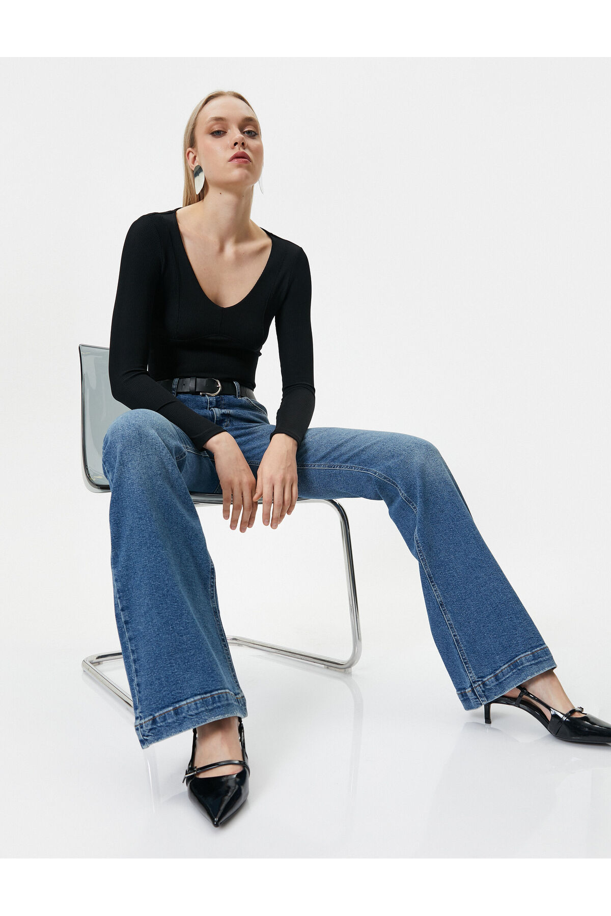 Levně Koton Flare Jeans Slim Fit Standard Waist Flexible Cotton Pocket - Victoria Jean