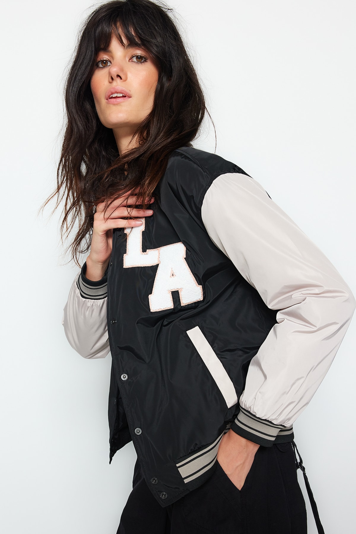 Trendyol Black oversize nepremokavá bomber bunda kabát