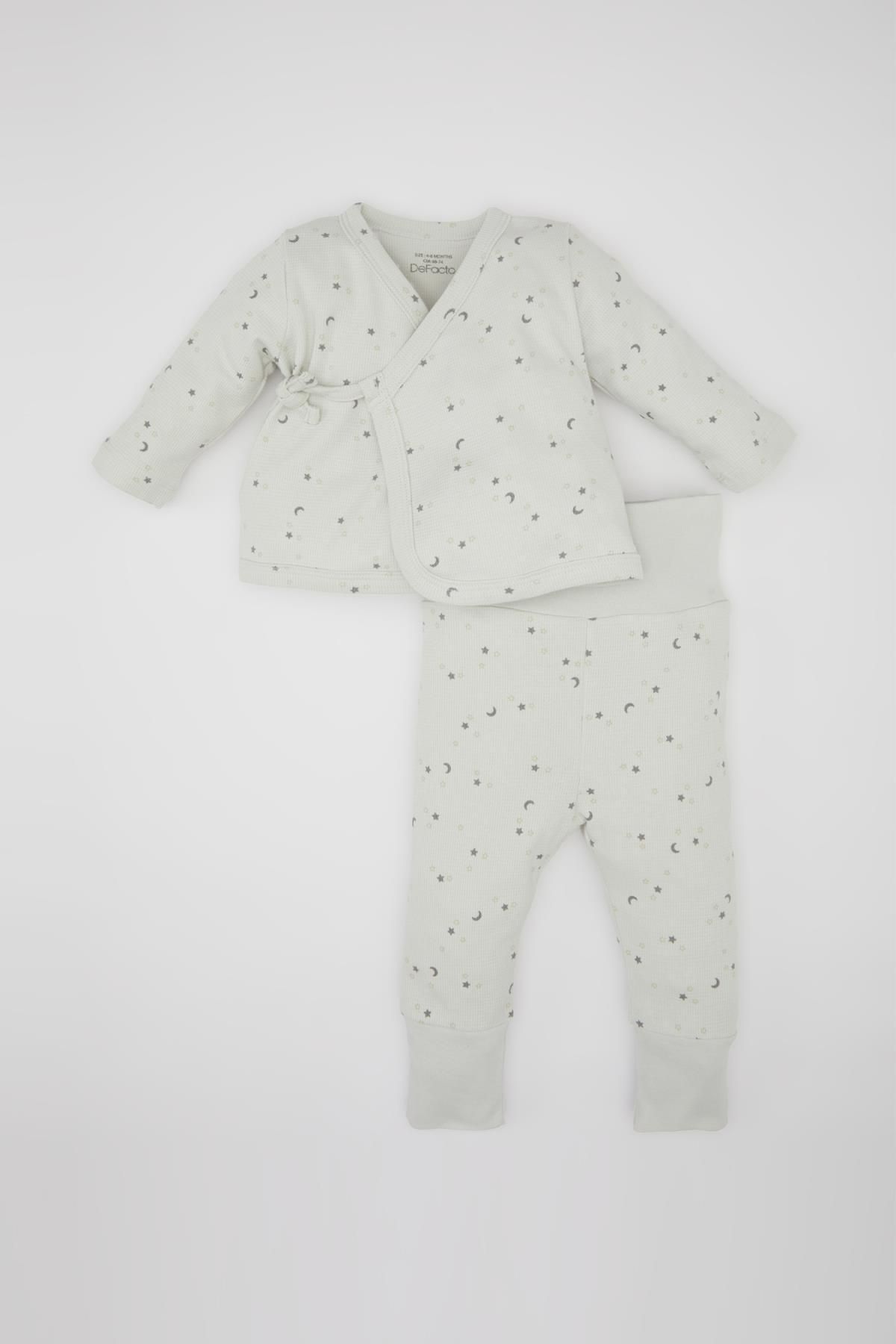 DEFACTO Baby Boy Star Patterned Long Sleeve Waffle 2-Piece Set