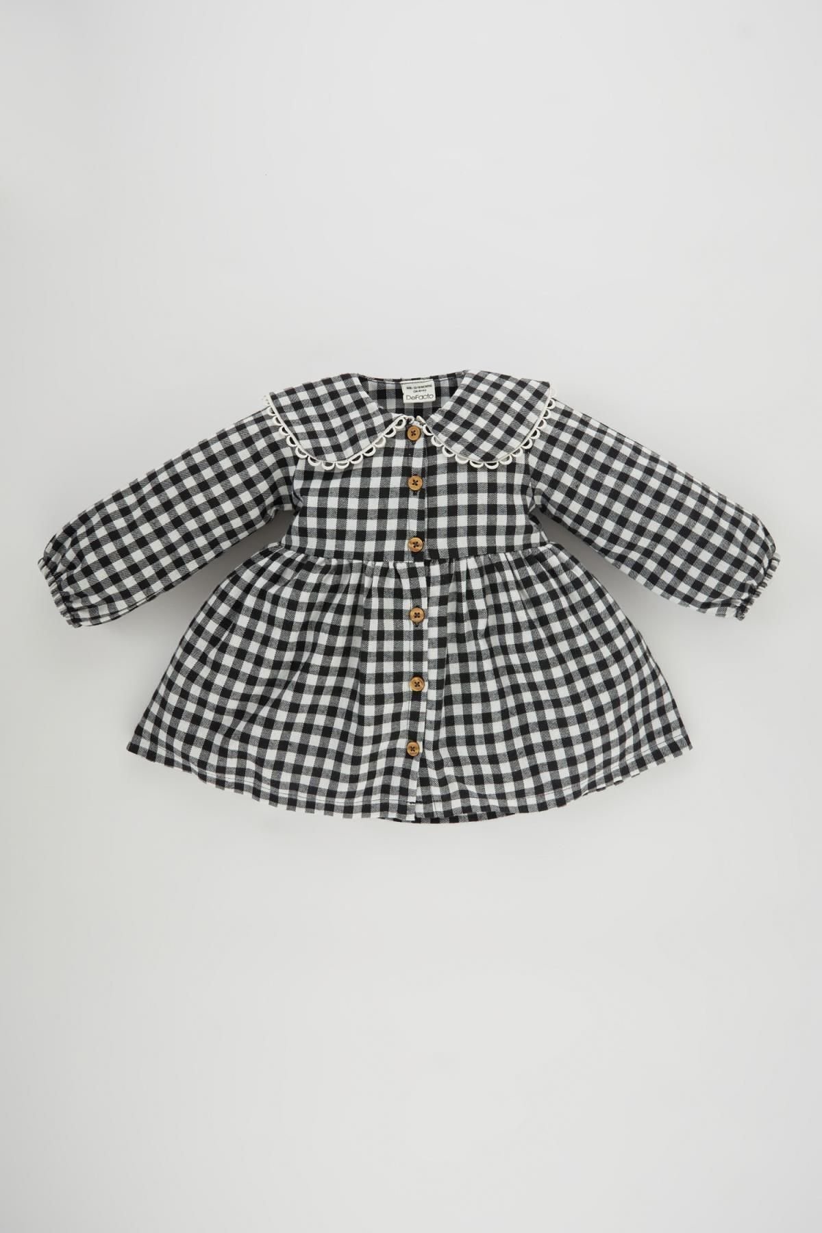 DEFACTO Baby Girl Checkered Long Sleeve Flannel Dress